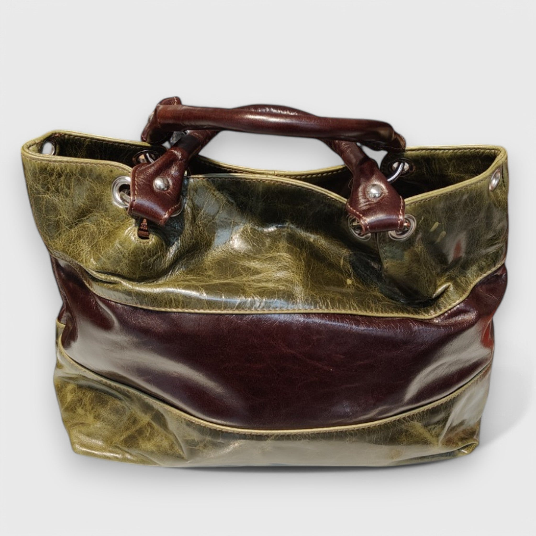 Pelletteria Pelle Nuda Milano, Artigianato Italiano, vera pelle, Negozio borse donna, 3 fasce verde