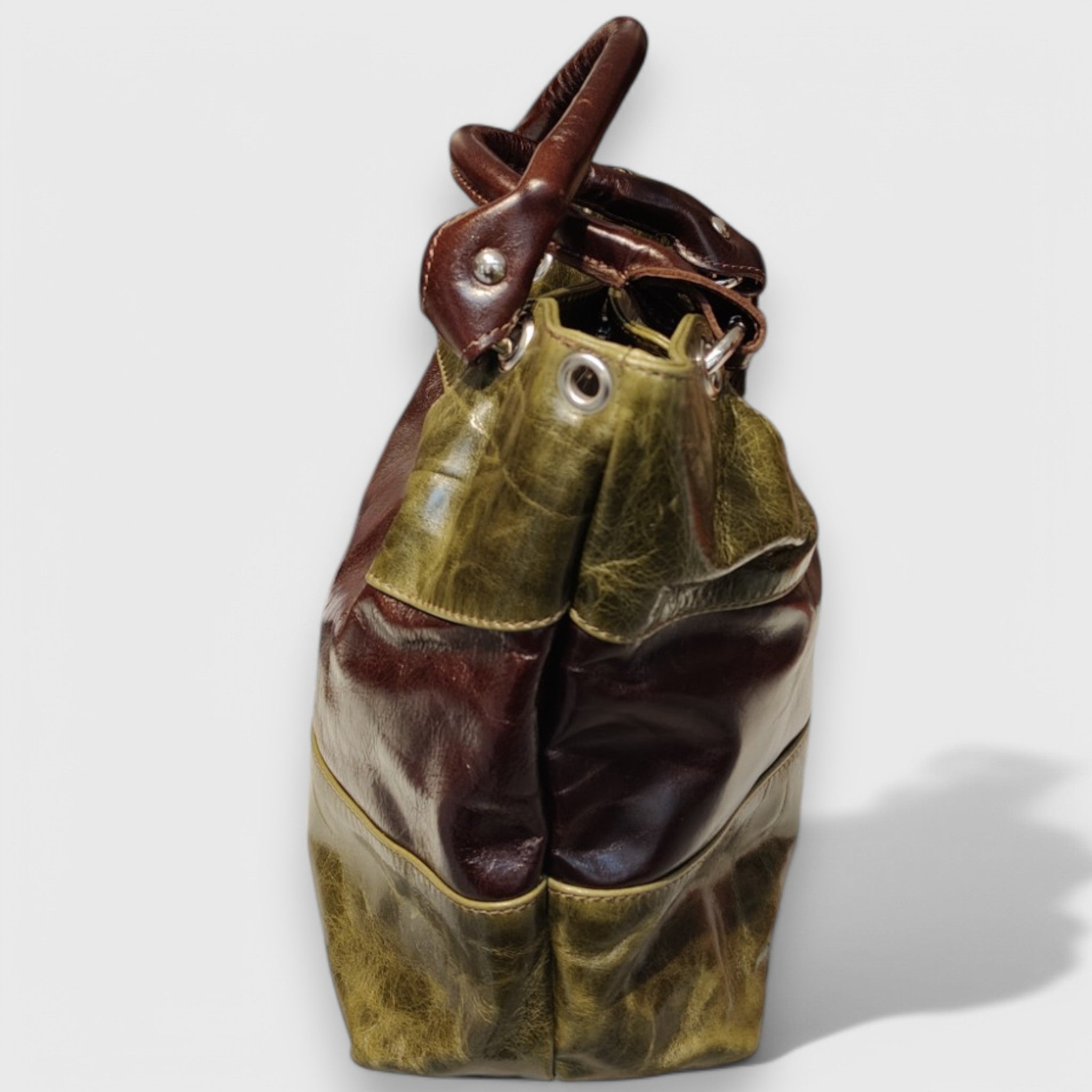 Pelletteria Pelle Nuda Milano, Artigianato Italiano, vera pelle, Negozio borse donna, 3 fasce verde