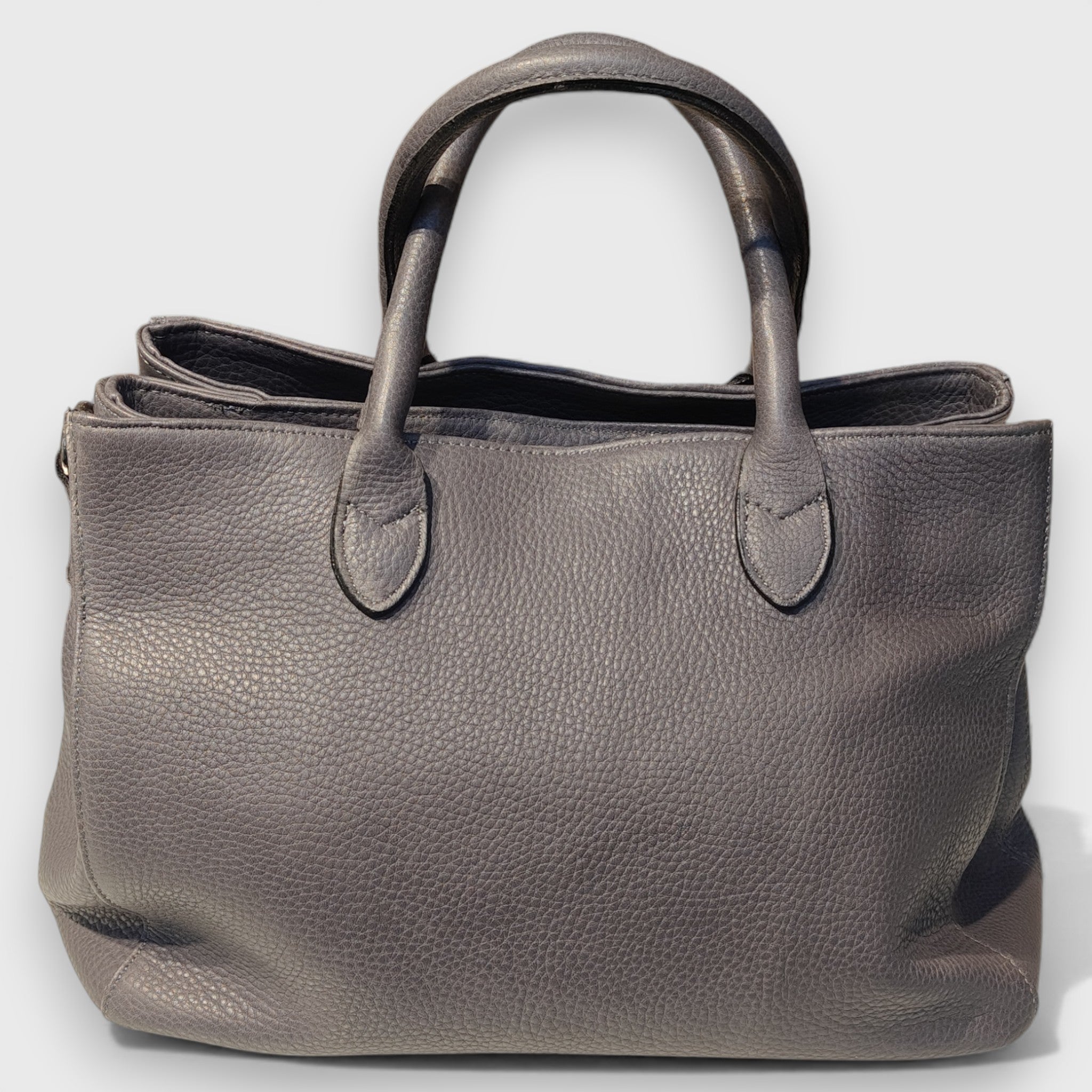 Pelletteria Pelle Nuda Milano, Artigianato italiano, Vera pelle, Negozio borse donna, 3 zip grigio cenere