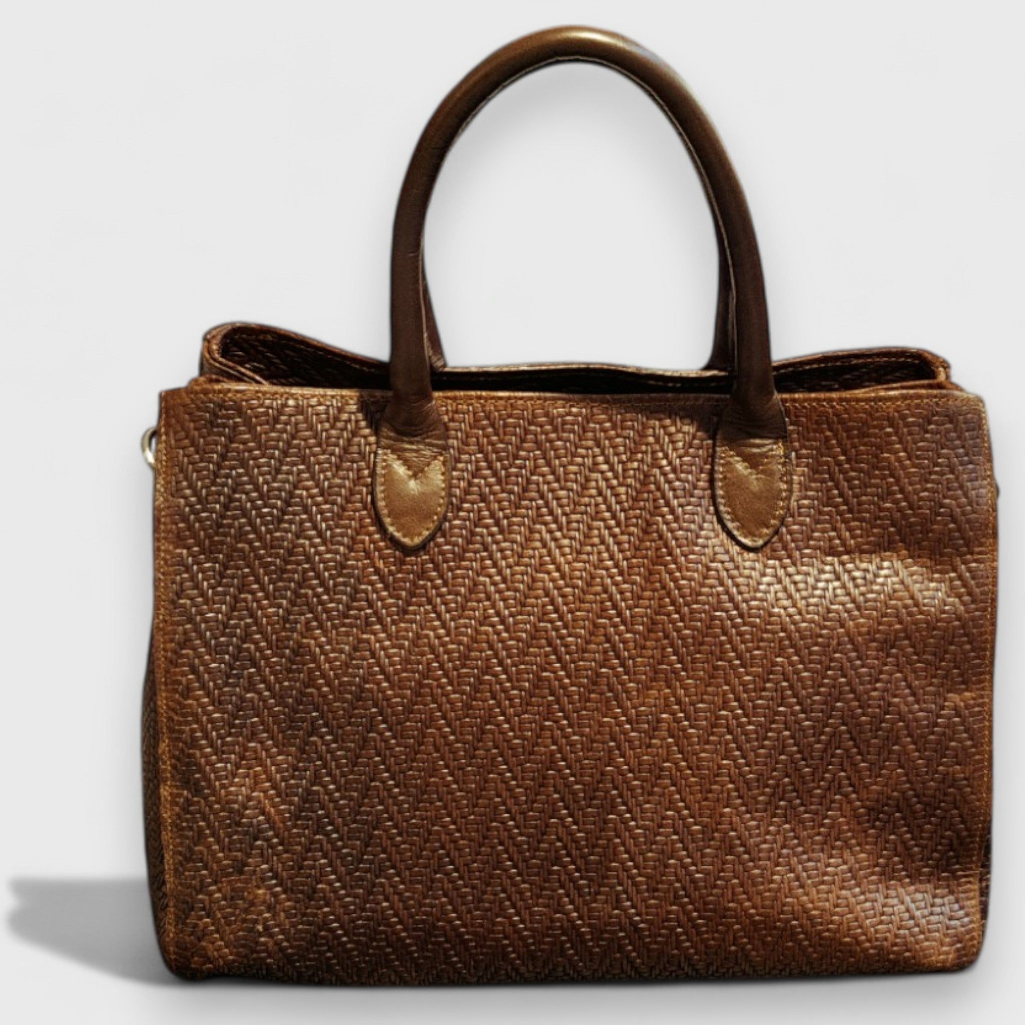 Pelletteria Pelle Nuda Milano, Artigianato italiano, vera pelle, borsa donna, 3 zip marrone