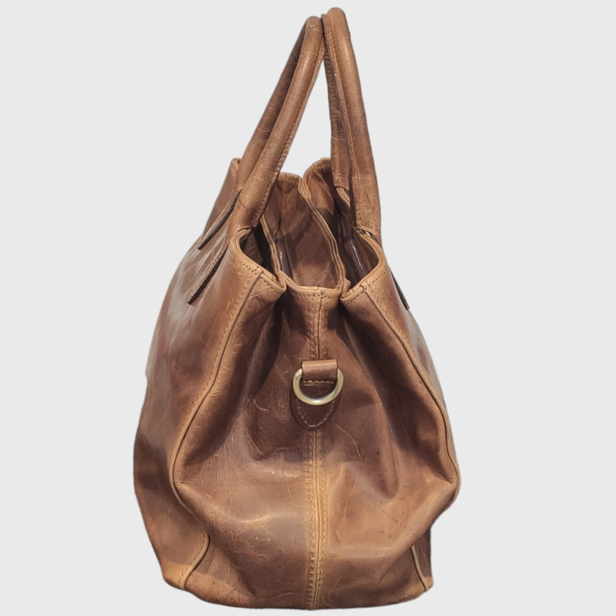 Pelletteria Pelle Nuda Milano, Artigianato italiano, Vera Pelle, Borsa donna, 3 zip marrone