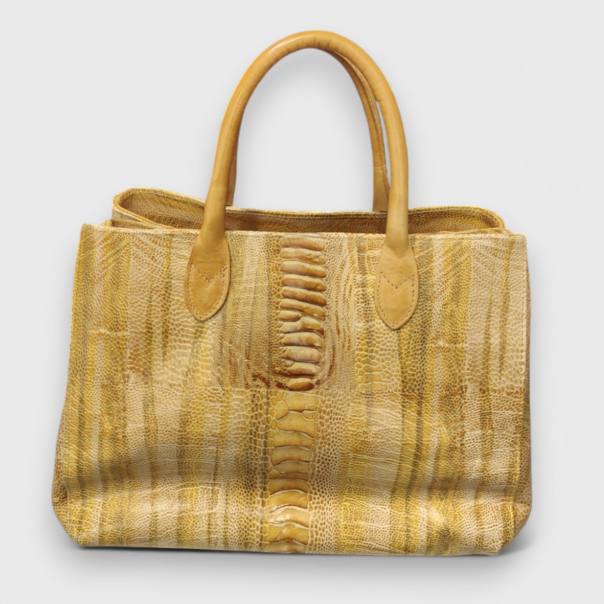 Pelletteria Pelle Nuda Milano, Artigianato italiano, Vera Pelle, negozio borse donna, 3 Zip struzzo giallo