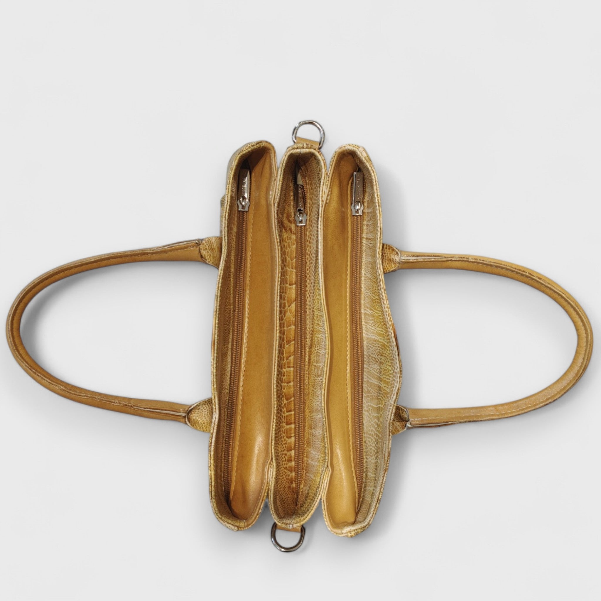 Pelletteria Pelle Nuda Milano, Artigianato italiano, Vera Pelle, negozio borse donna, 3 Zip struzzo giallo