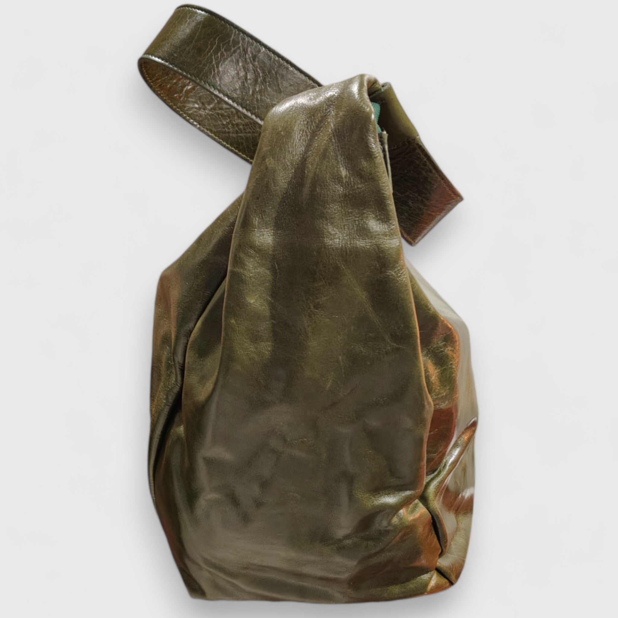 Pelletteria Pelle Nuda Milano, Artigianato italiano, vera pelle, borsa donna, Amanda verde