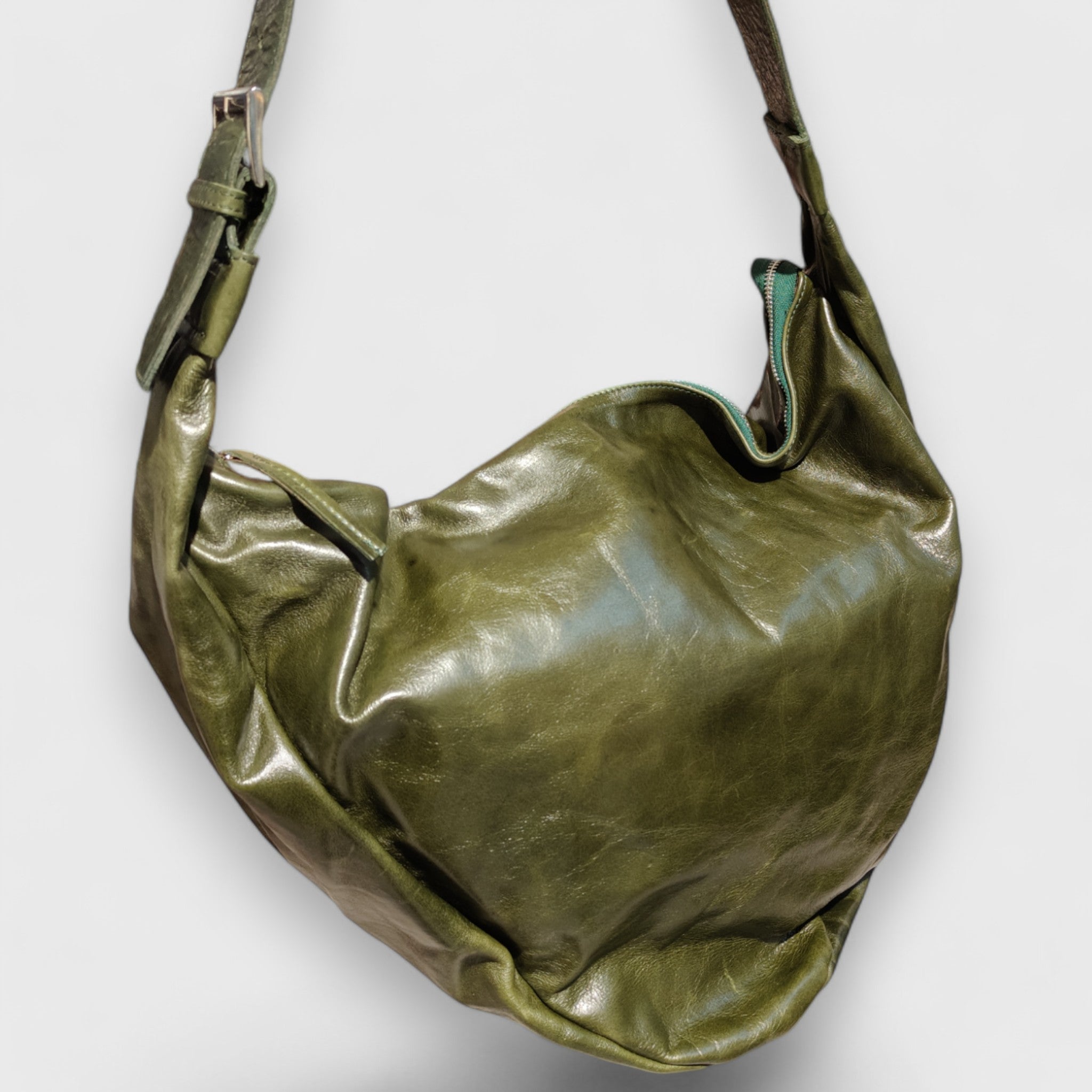 Pelletteria Pelle Nuda Milano, Artigianato italiano, vera pelle, borsa donna, Amanda verde