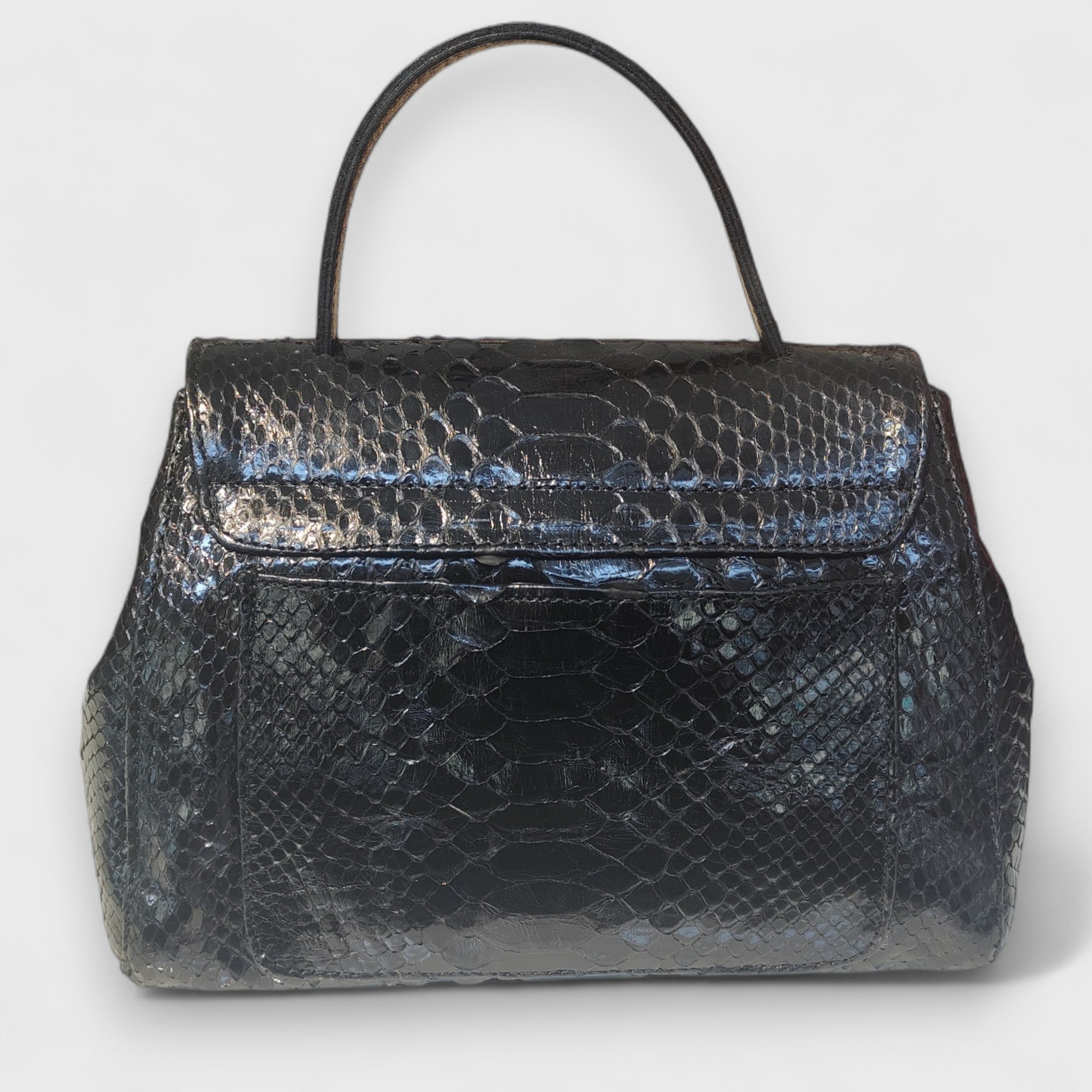 Pelletteria Pelle Nuda Milano, Artigianato Italiano, Vera Pelle, Negozio borsa donna, Amor nero in pitone