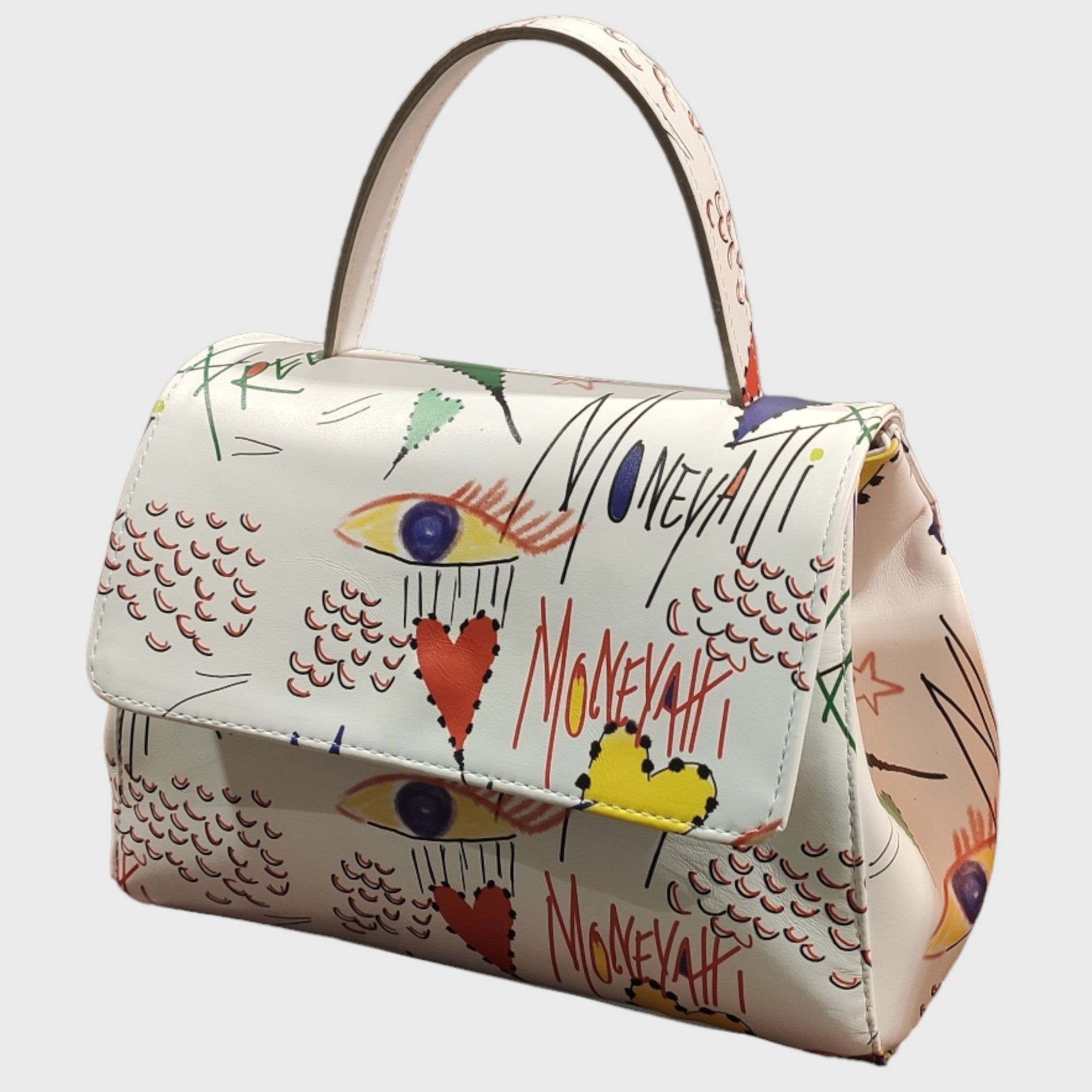 Borsa donna, borsa in pelle, vera pelle, Amor Bianco fantasia, artigianato italiano, Pelletteria Pelle Nuda Milano