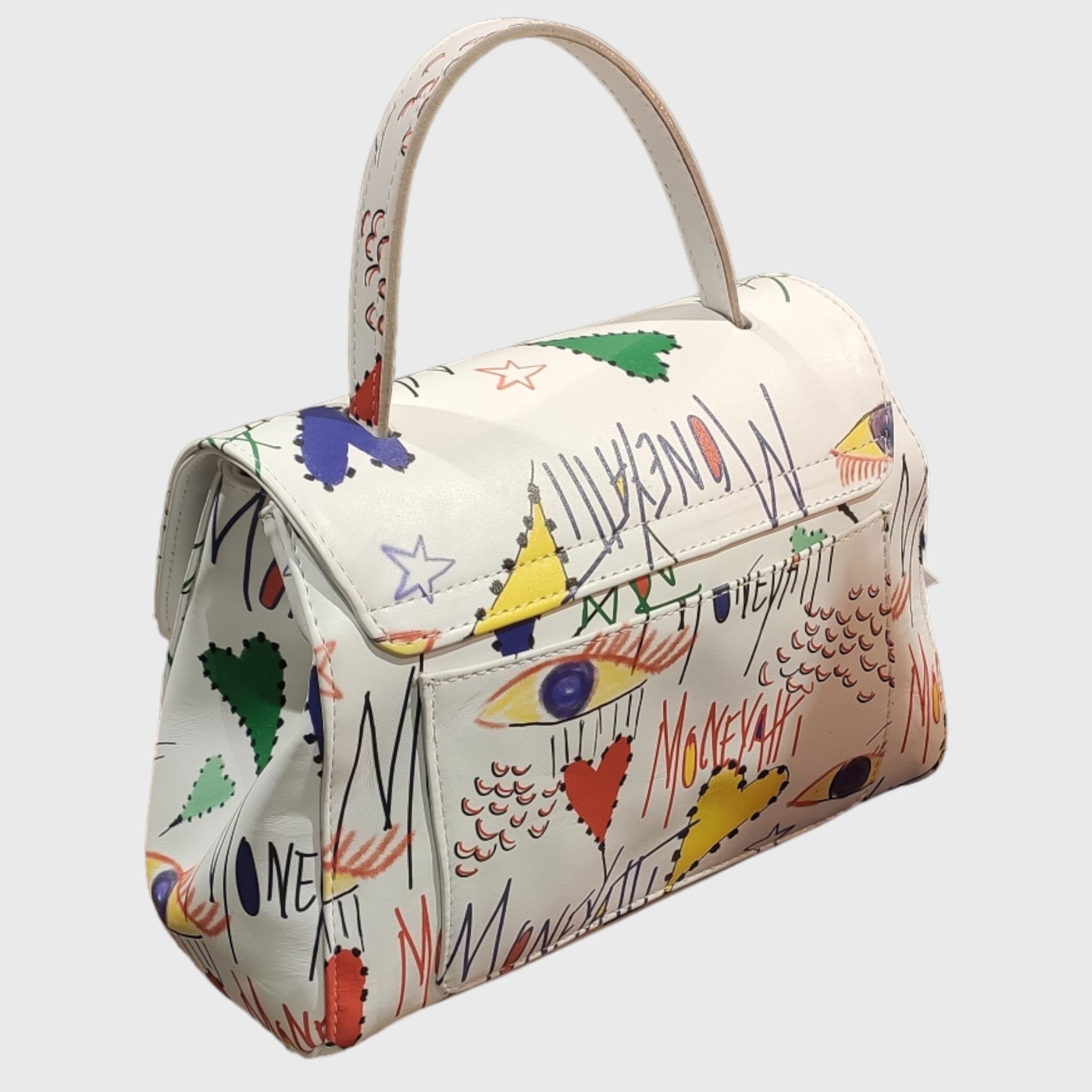 Borsa donna, borsa in pelle, vera pelle, Amor Bianco fantasia, artigianato italiano, Pelletteria Pelle Nuda Milano