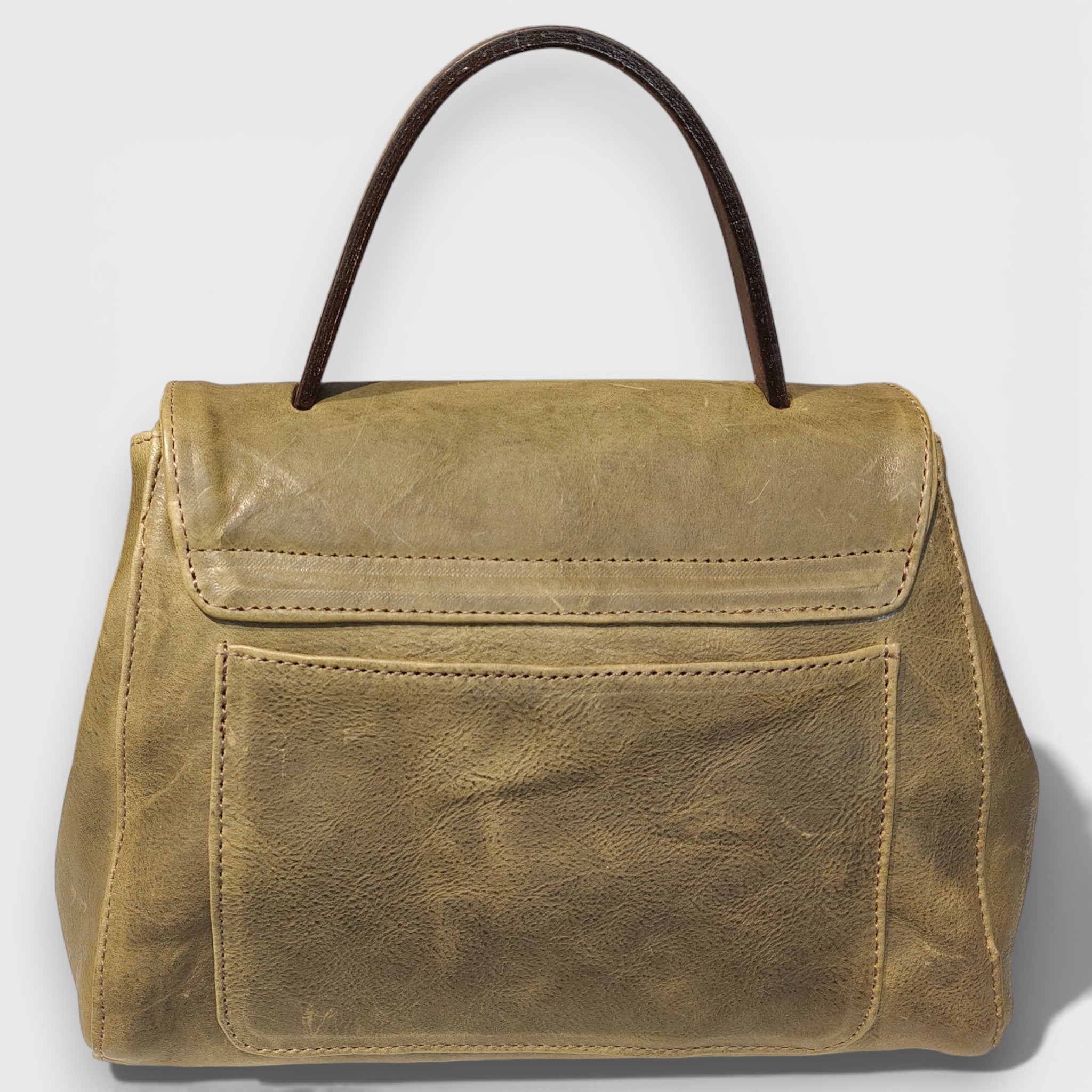 AMOR in green greased leather