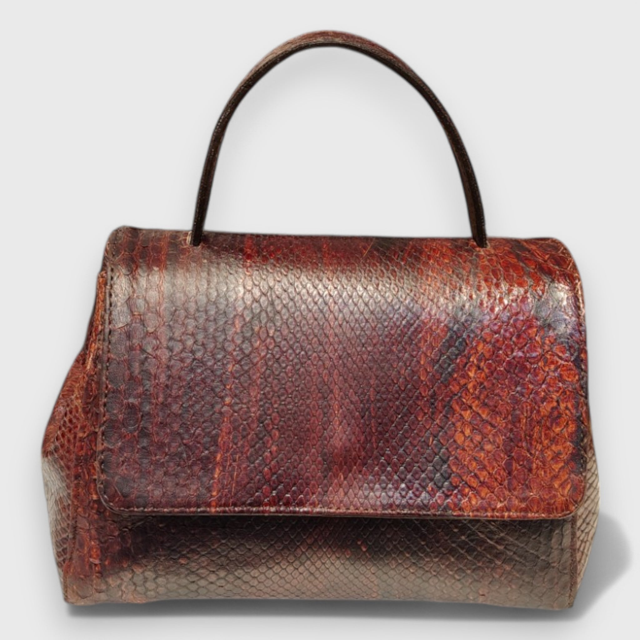 Pelletteria Pelle Nuda Milano, artigianato italiano, vera pelle, negozio borse donna, Amor pitone marrone