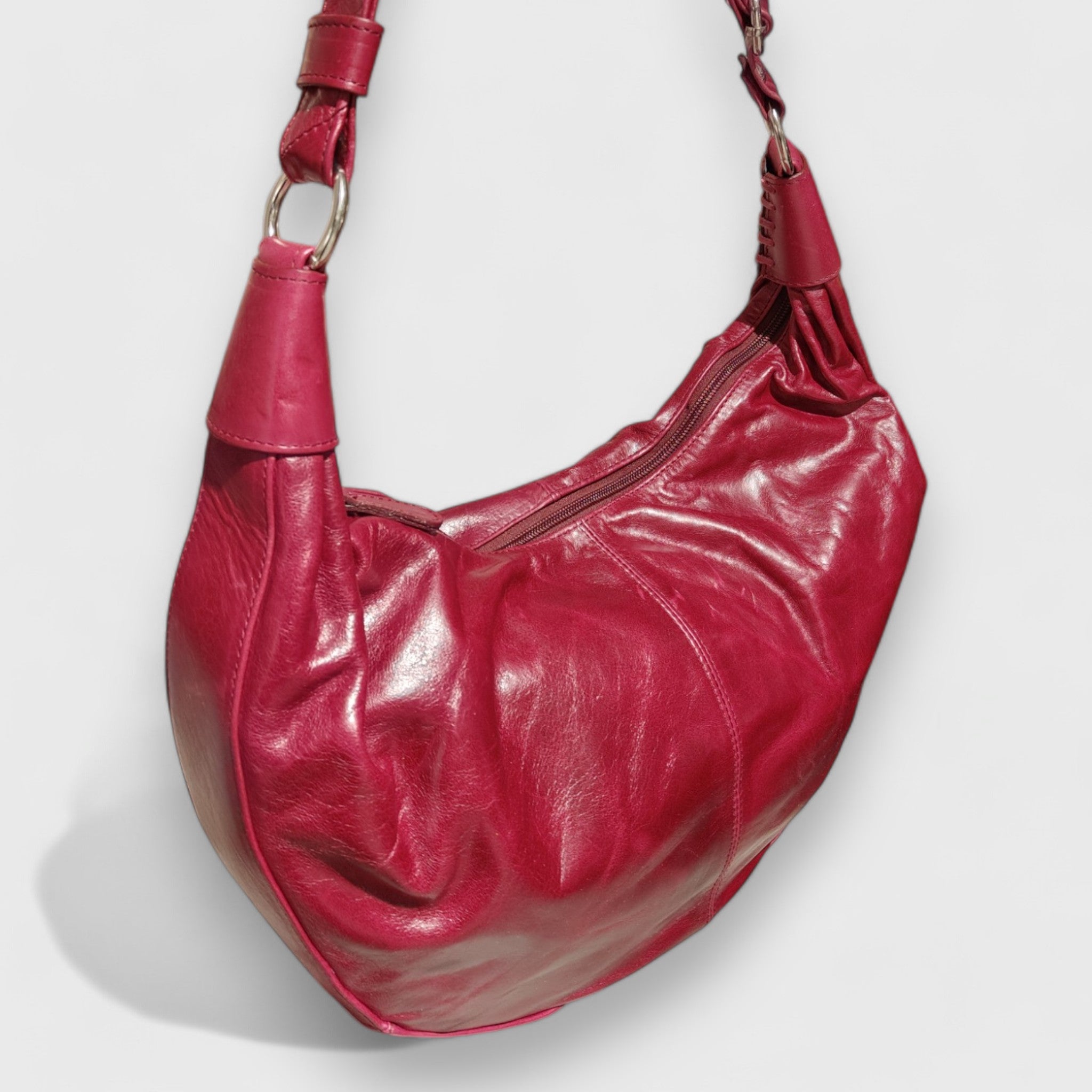 Pelletteria Pelle Nuda Milano, Artigianato Italiano, Vera pelle, Borsa donna, Banana bordeaux