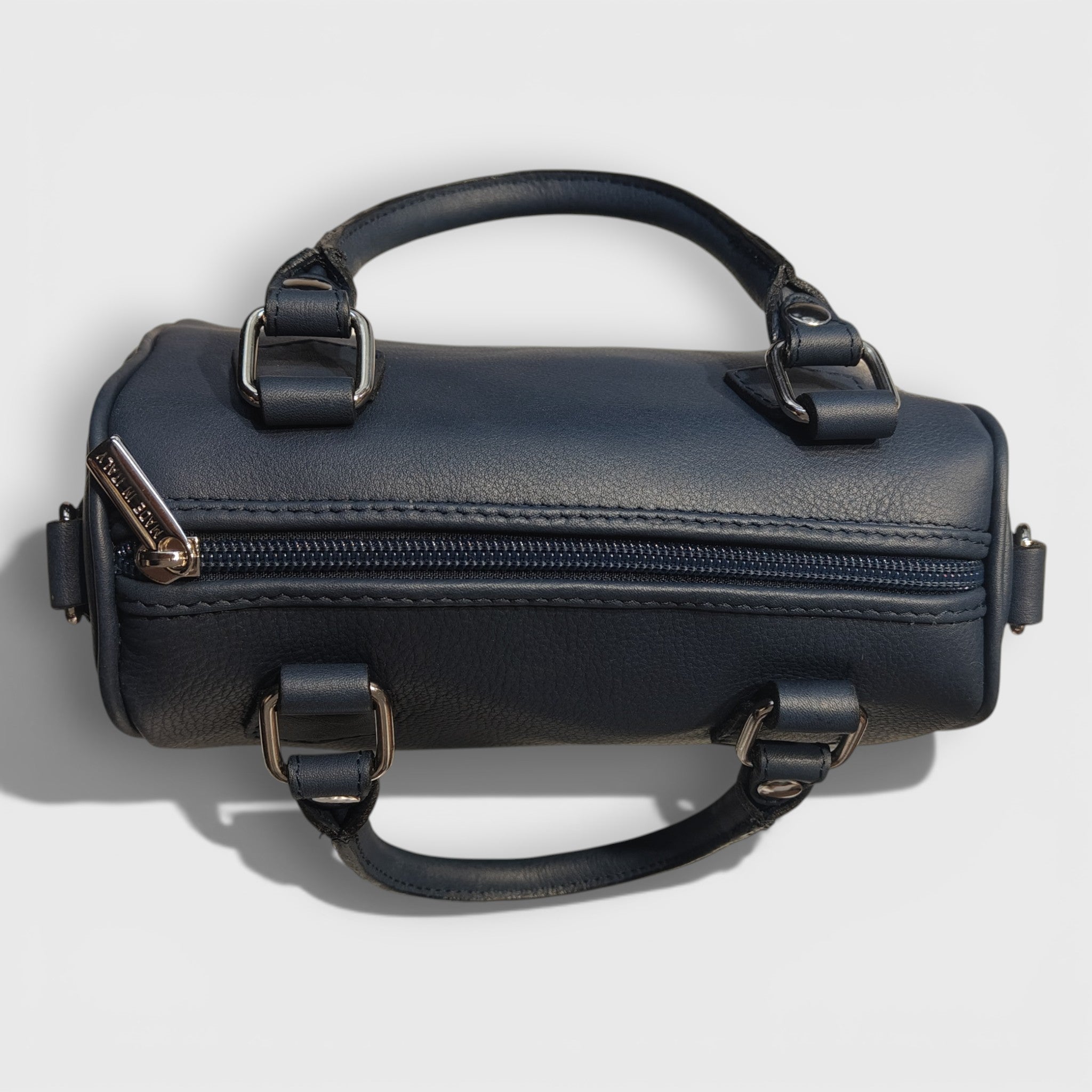 Pelletteria Pelle Nuda Milano, Artigianato Italiano, Vera pelle, Negozio borse donna, Bauletto Mini blu