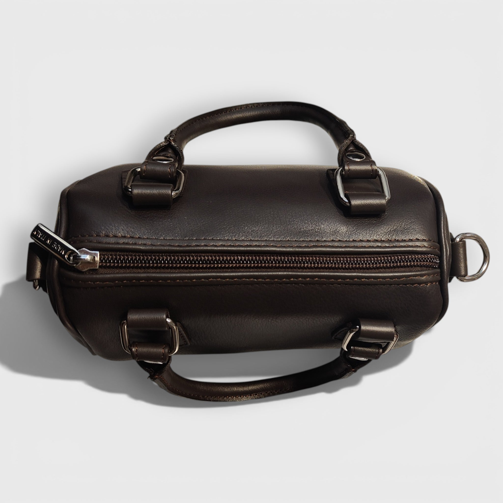 Pelletteria Pelle Nuda Milano, Artigianato Italiano, Vera pelle, Negozio borse donna, Bauletto Mini marrone