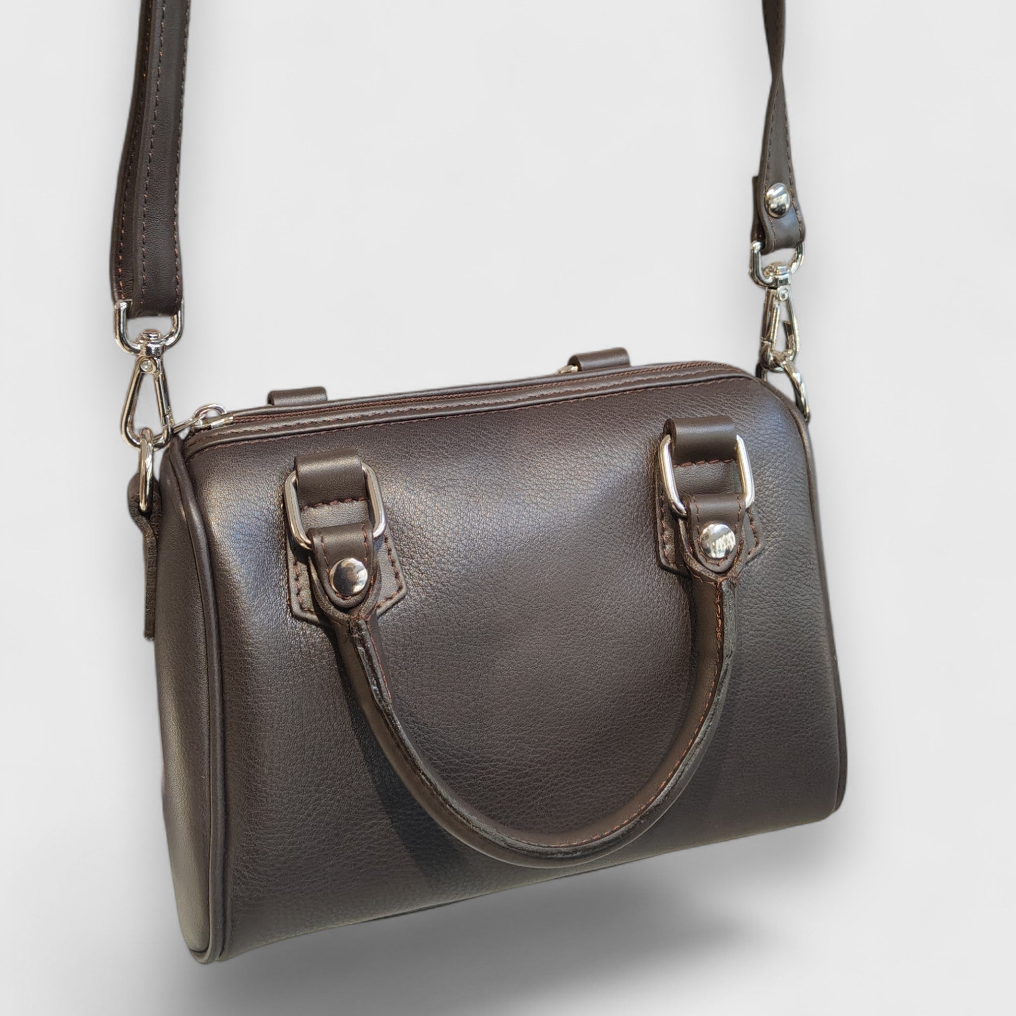 Pelletteria Pelle Nuda Milano, Artigianato Italiano, Vera pelle, Negozio borse donna, Bauletto Mini marrone