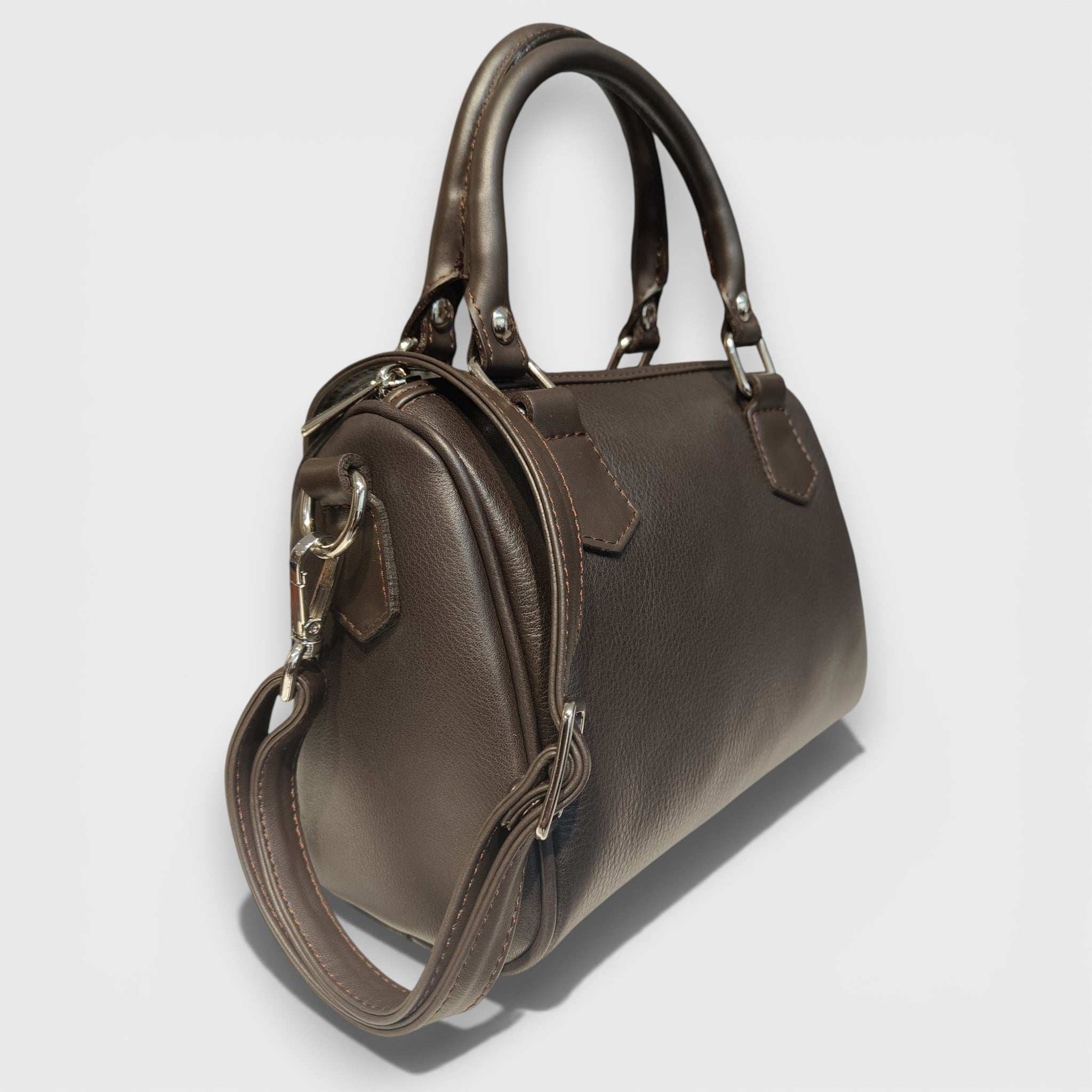 Pelletteria Pelle Nuda Milano, Artigianato Italiano, Vera pelle, Negozio borse donna, Bauletto Mini marrone