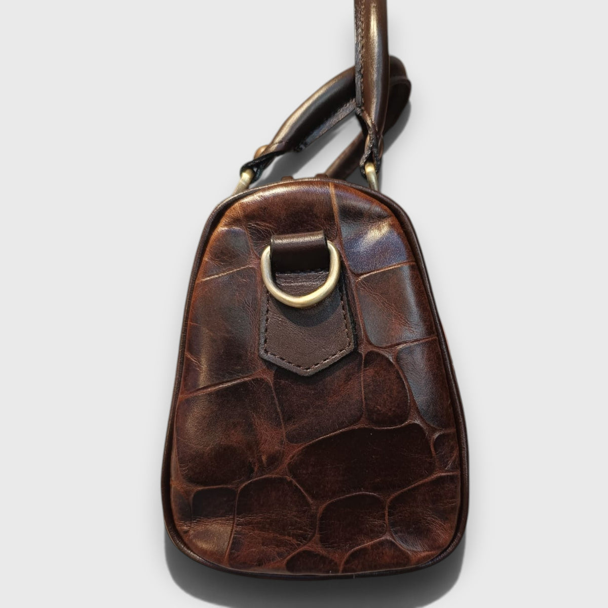 Pelletteria Pelle Nuda Milano, Vera pelle Italiana, Negozio borse donna, Bauletto mini marrone cocco