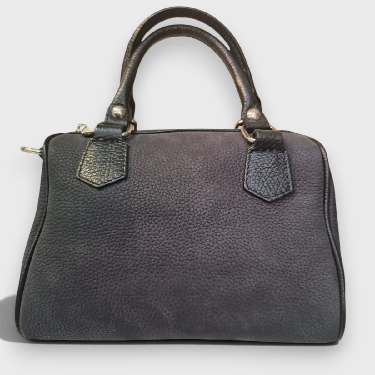 Pelletteria Pelle Nuda Milano, vera pelle italiana, Negozio borse donna, Bauletto mini nabuk blu