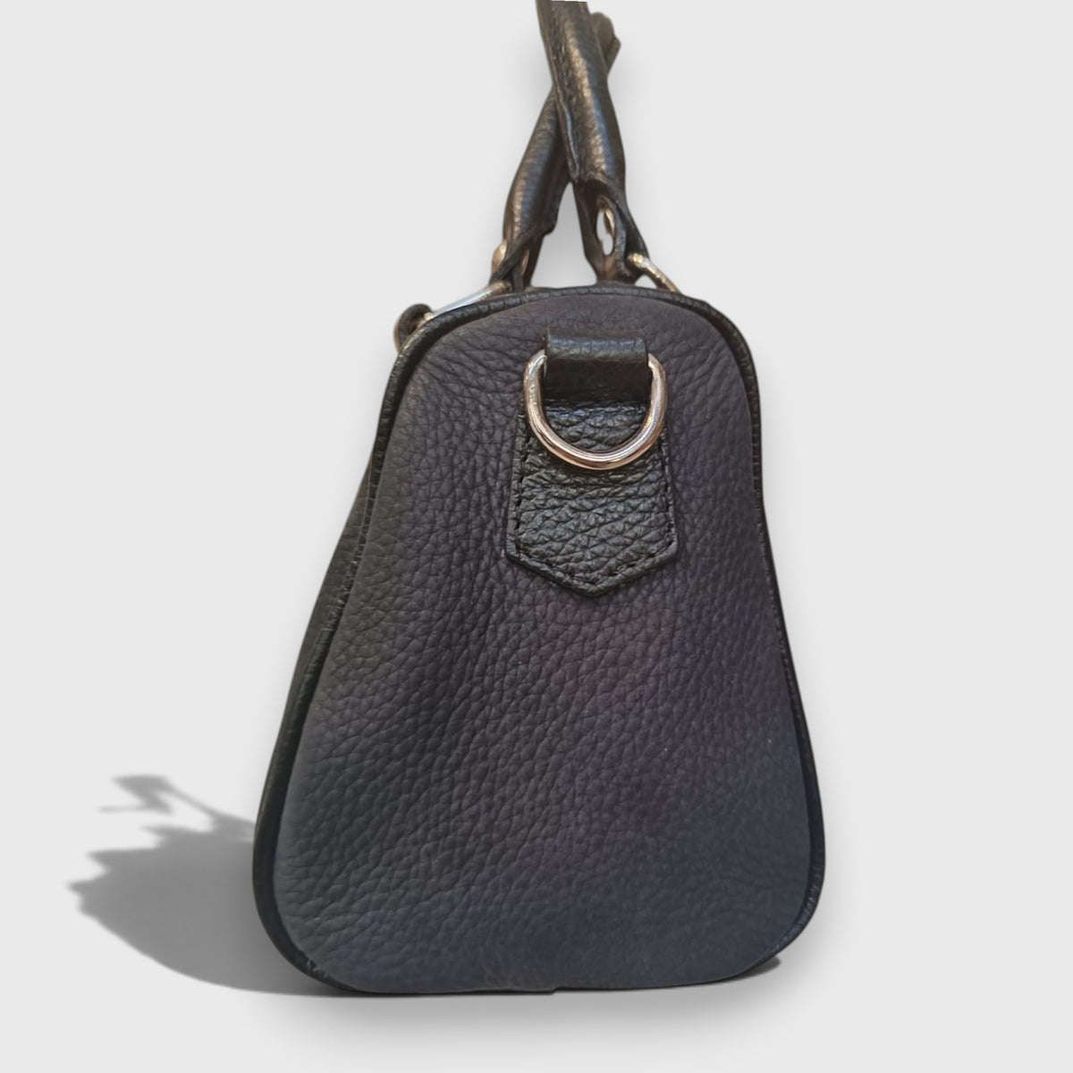Pelletteria Pelle Nuda Milano, vera pelle italiana, Negozio borse donna, Bauletto mini nabuk blu