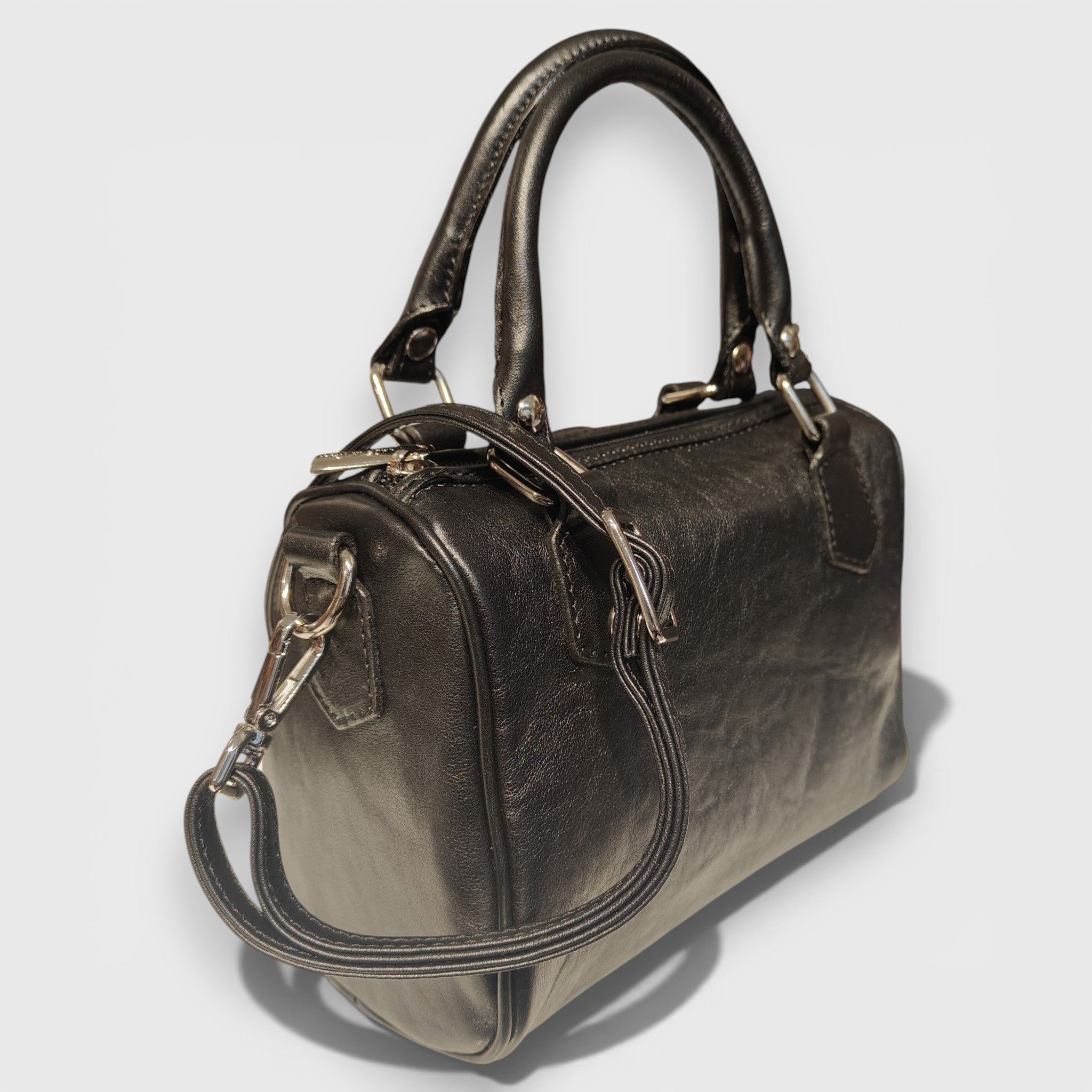 Pelletteria Pelle Nuda Milano, Artigianato Italiano, Vera pelle, Negozio borse donna, Bauletto Mini nero