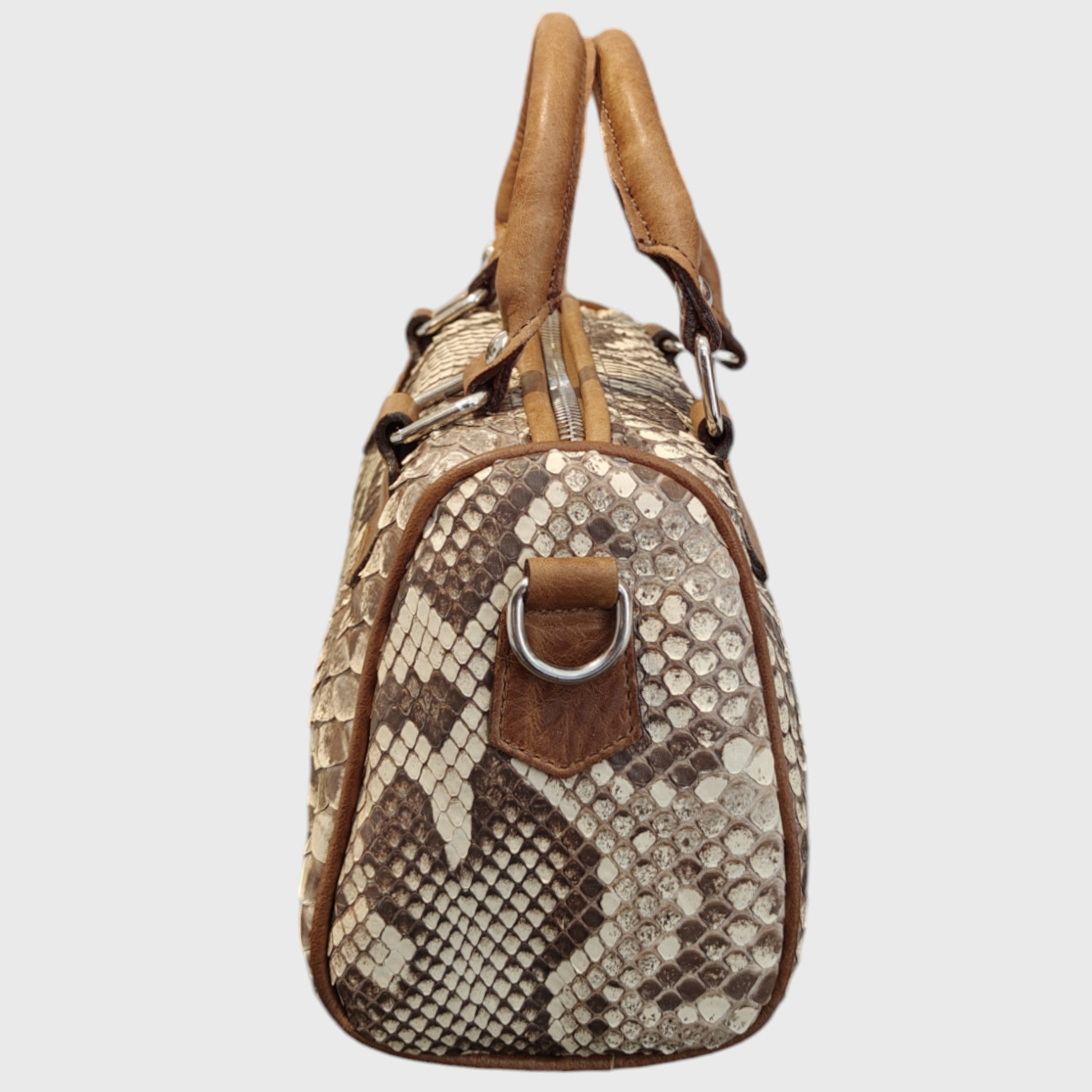 Pelletteria Pelle Nuda Milano, Artigianato italiano, borsa donna, vera pelle, Bauletto mini pitone