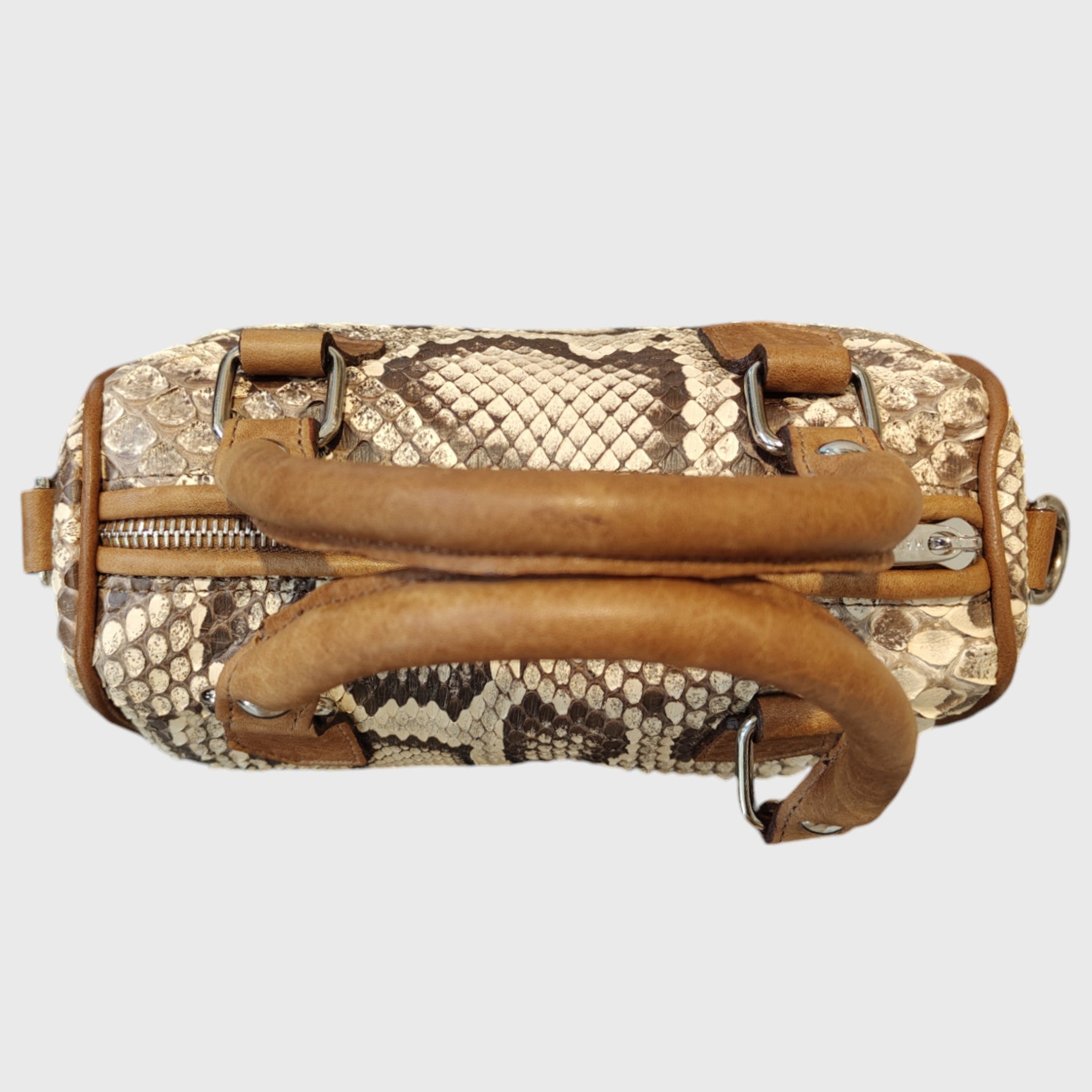 Pelletteria Pelle Nuda Milano, Artigianato italiano, borsa donna, vera pelle, Bauletto mini pitone