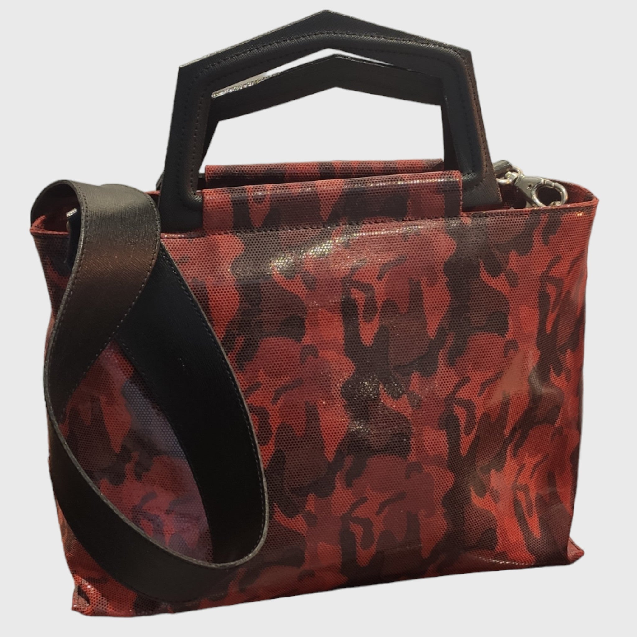Borsa donna, borsa in pelle, vera pelle, Betty rosso e nero, artigianato italiano, Pelle Nuda