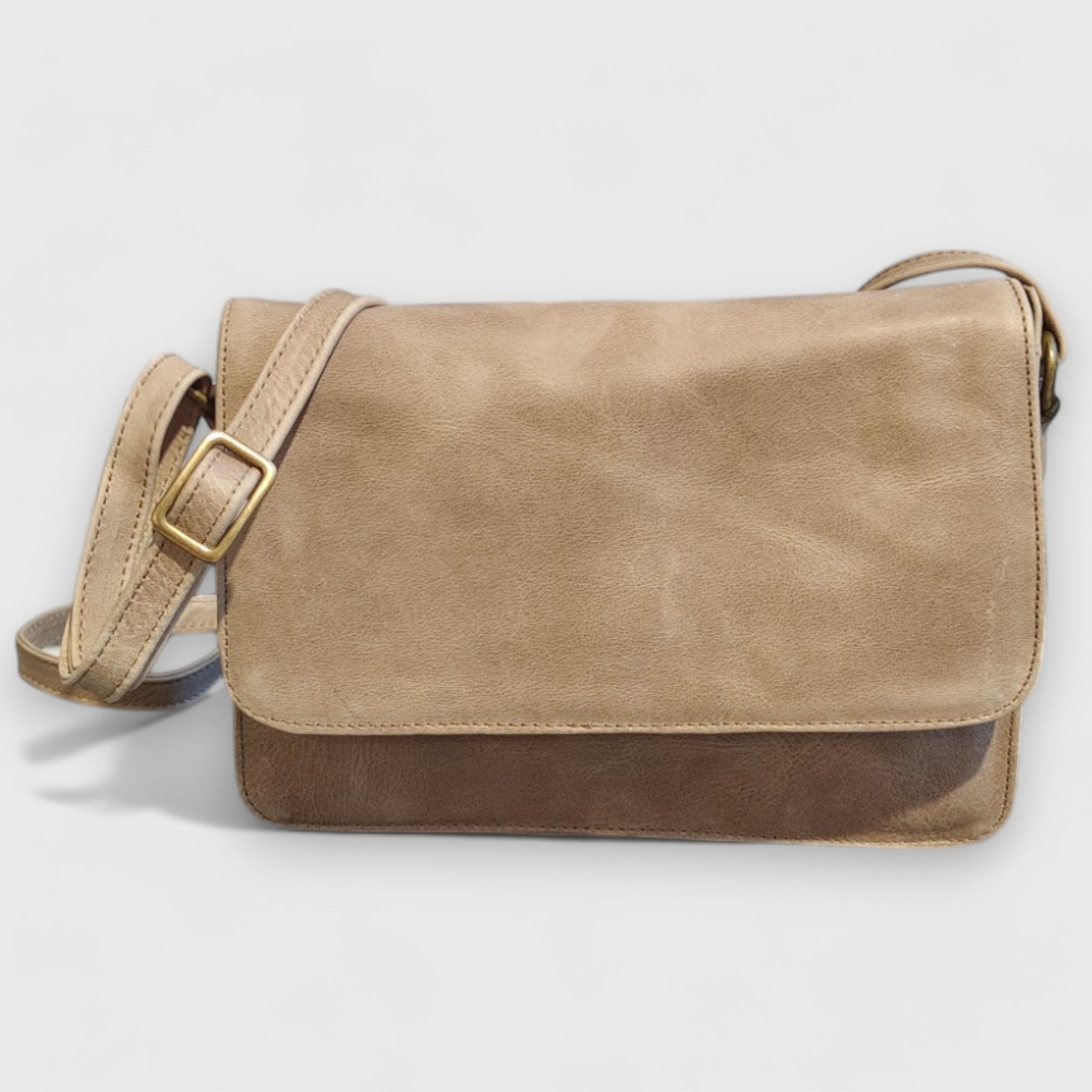 Pelletteria Pelle Nuda Milano, Artigianato italiano, vera pelle, borsa tracolla donna, big tre soffietti beige