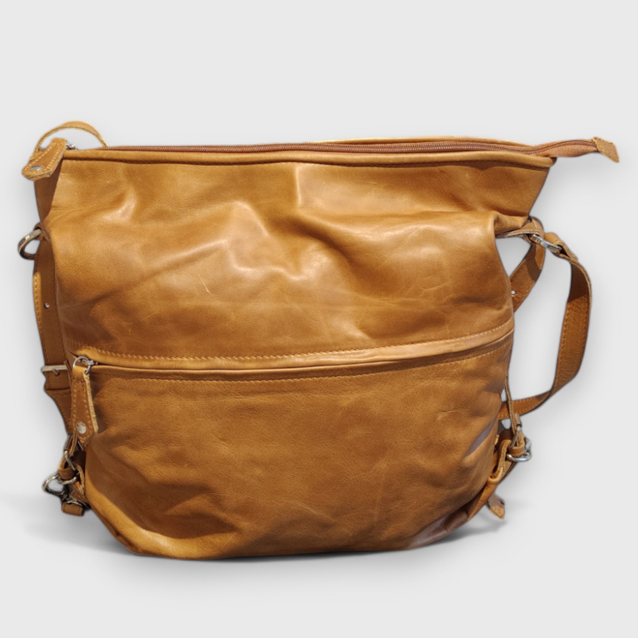 Pelletteria Pelle Nuda Milano, Artigianato italiano, Vera pelle, Borsa donna, Borsa zaino miele