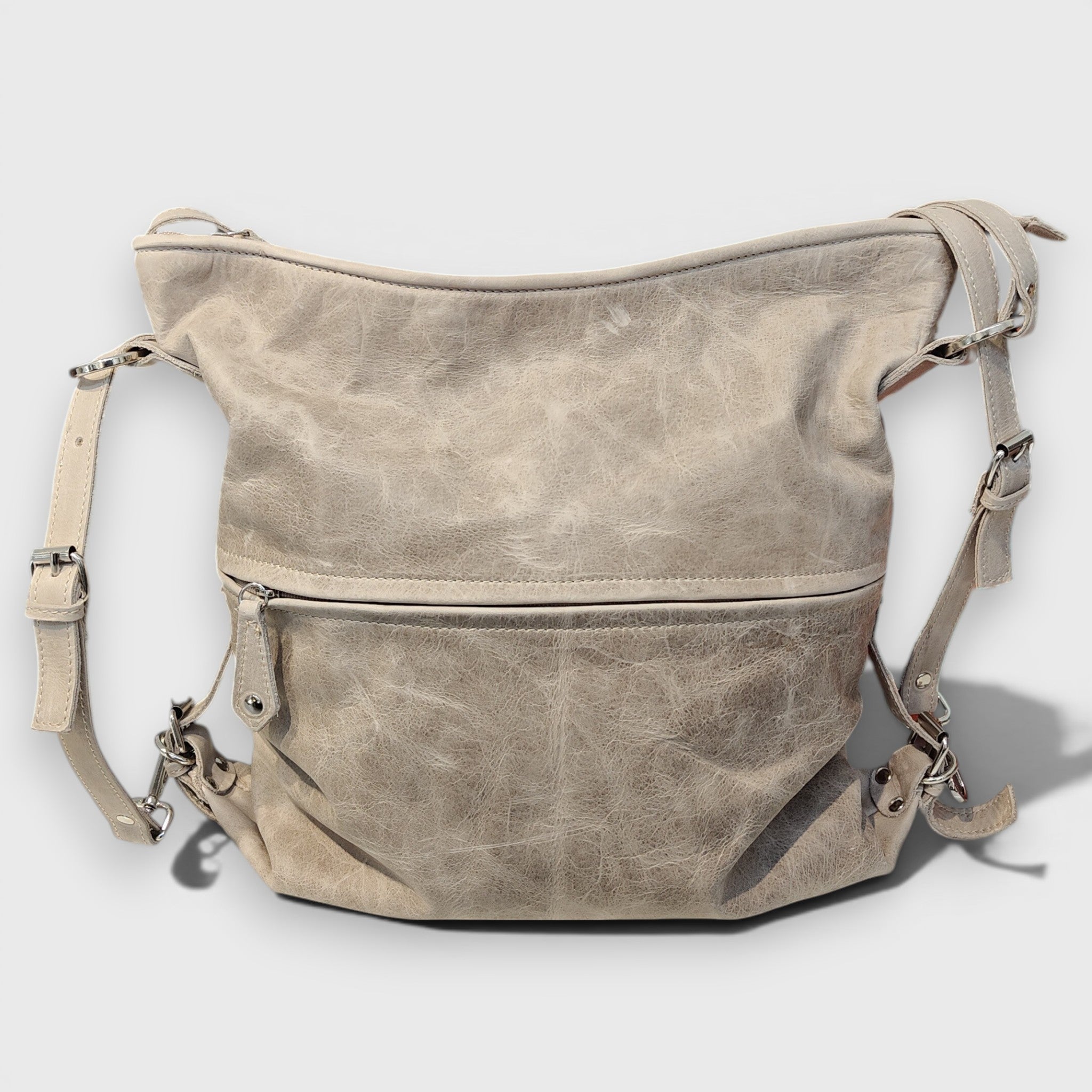 Pelletteria Pelle Nuda Milano, Vera pelle italiana, Negozio borse donna, Borsa zaino grigio