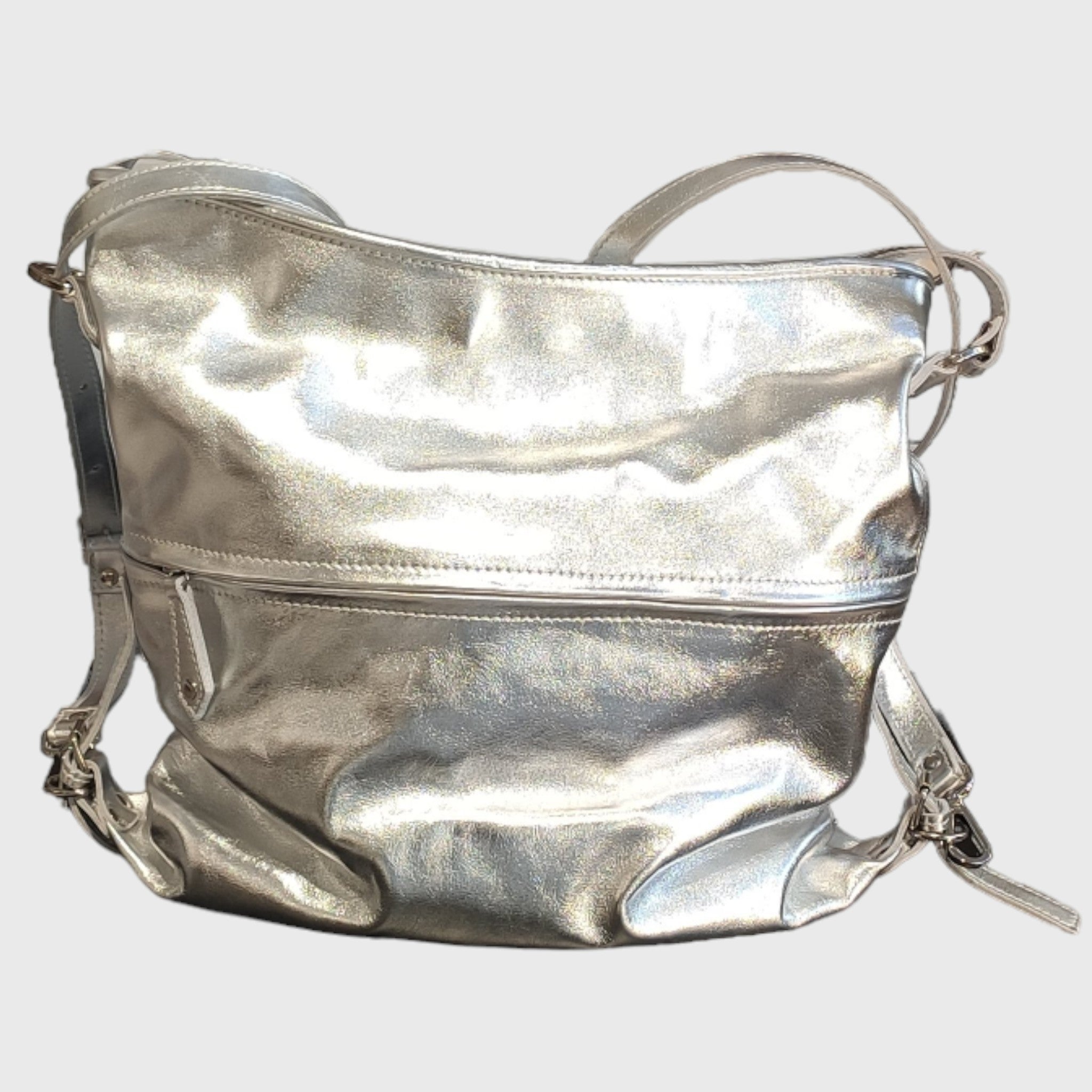 Pelletteria Pelle Nuda Milano, Vera pelle, Artigianato italiano, borsa donna, borsa zaino argento