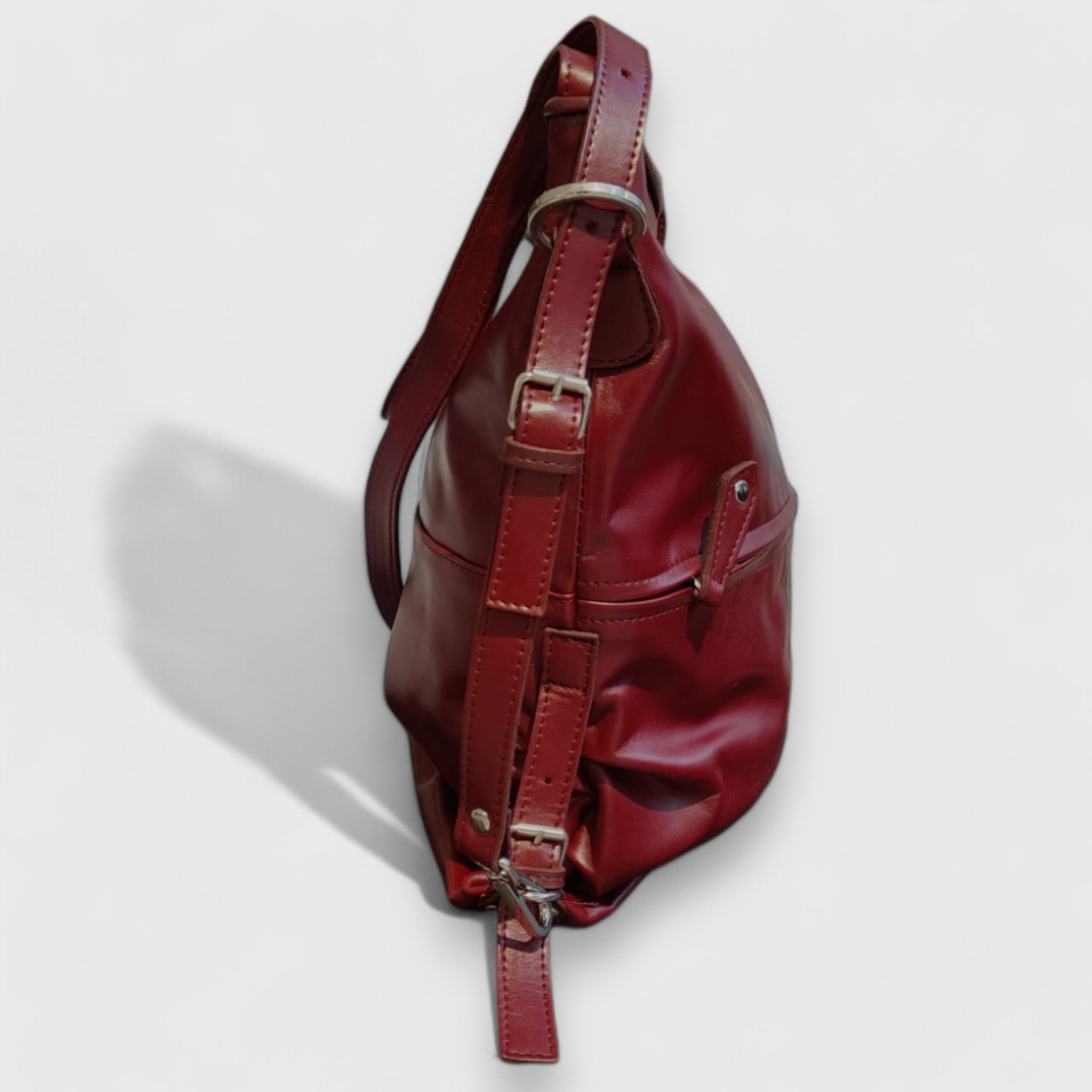 Pelletteria Pelle Nuda Milano, Artigianato Italiano, Vera pelle, Borsa donna, Borsa Zaino bordeaux