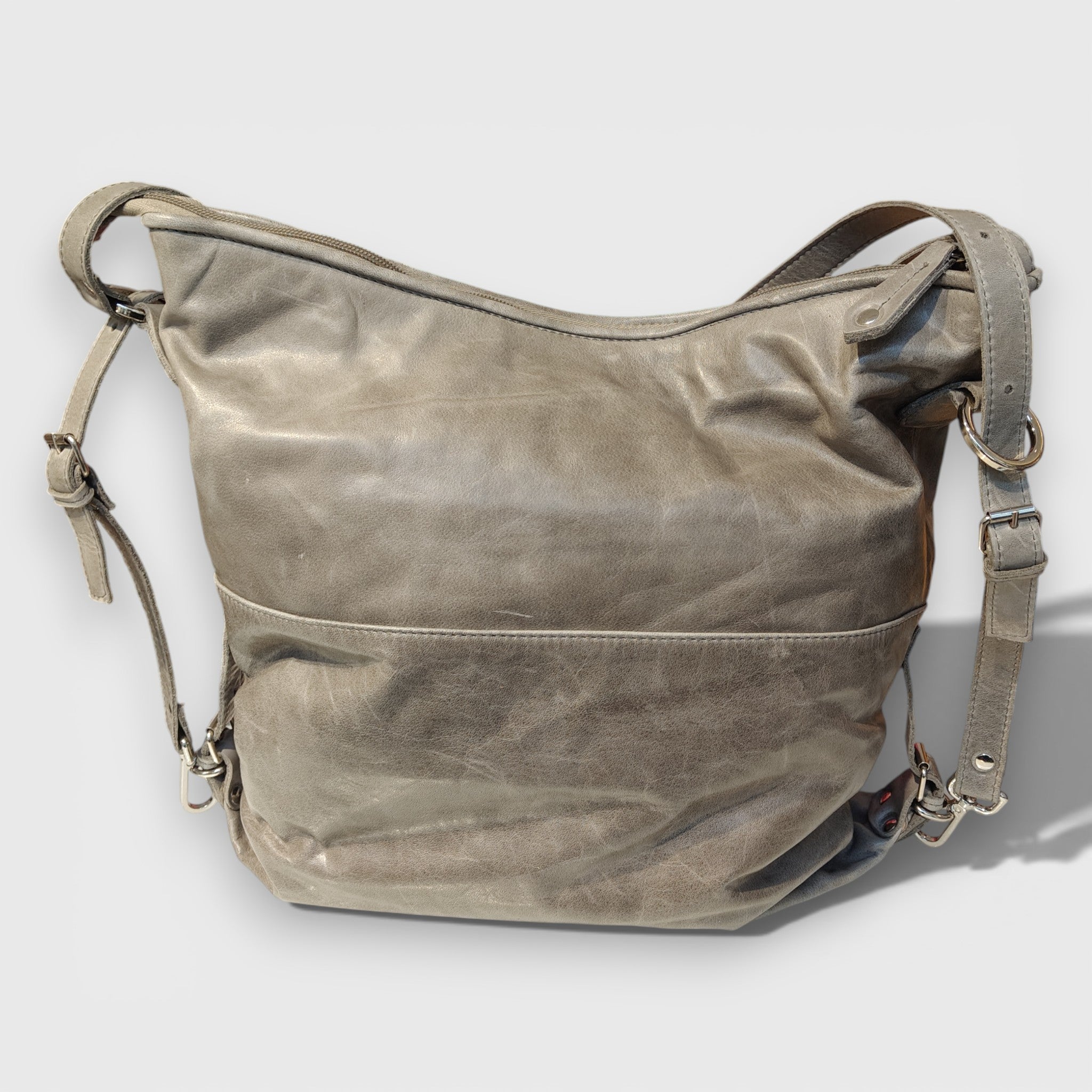 BORSA ZAINO in pelle grigia