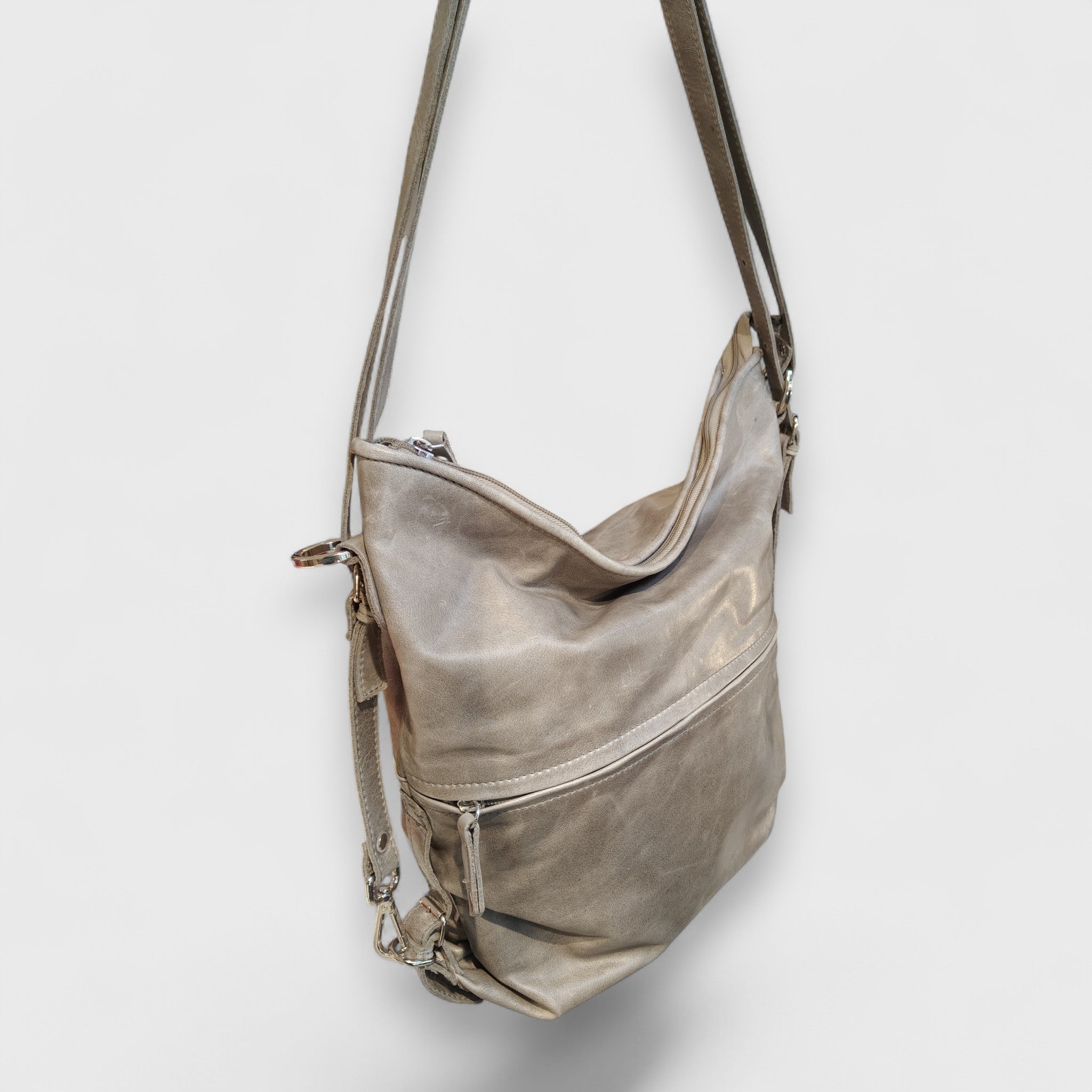 BORSA ZAINO in pelle grigia