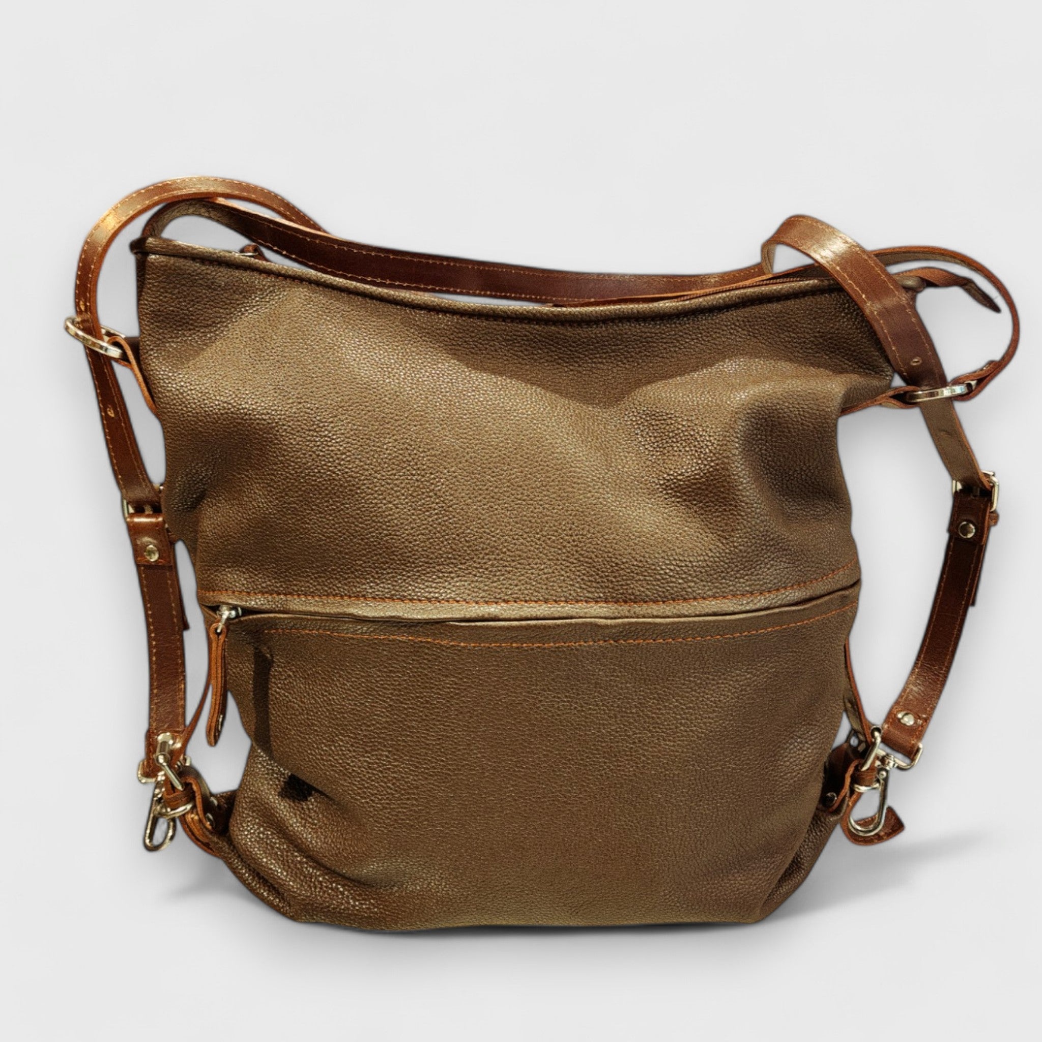 Pelletteria Pelle Nuda Milano, Artigianato Italiano, Vera pelle, negozio borse donna, Borsa zaino marrone