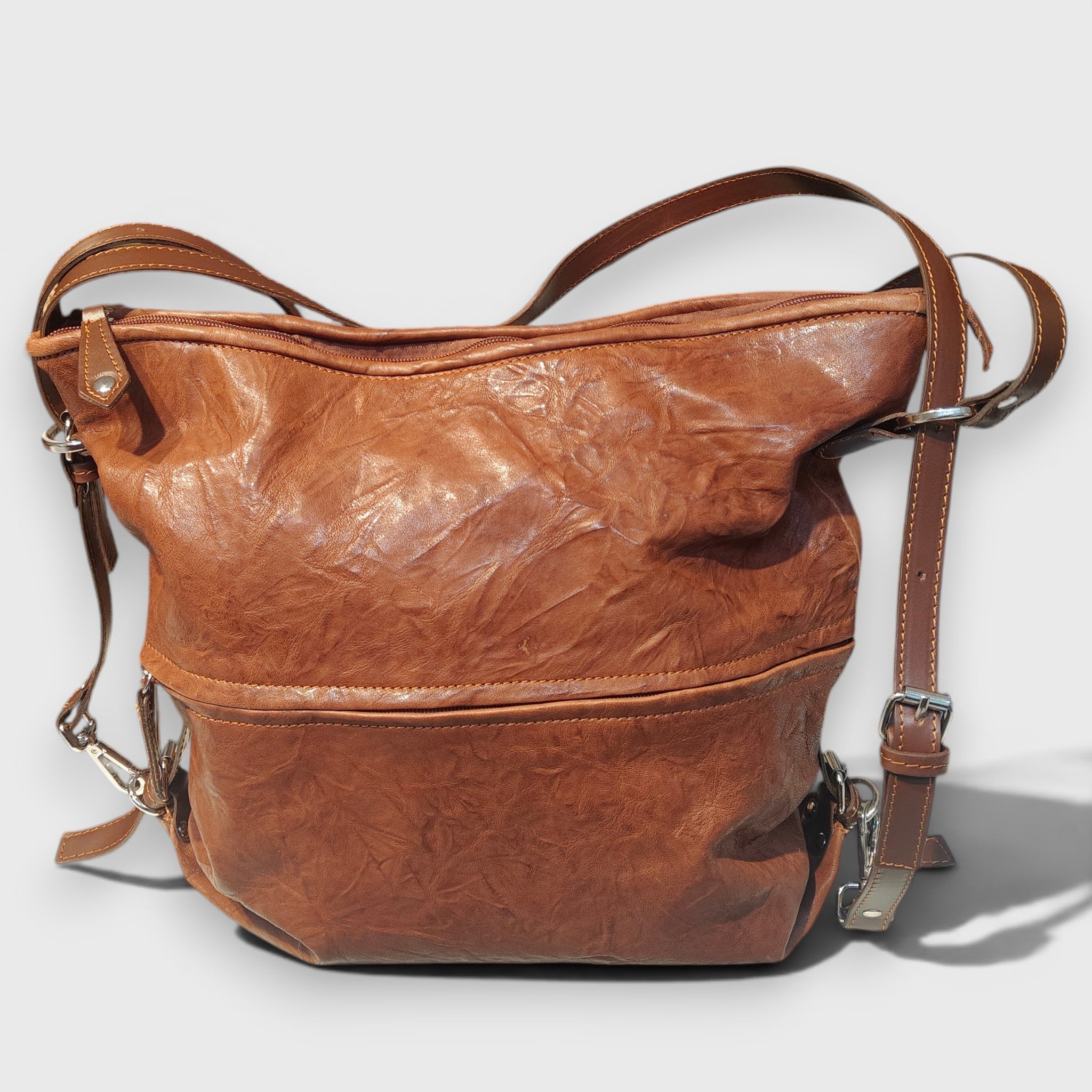 Pelletteria Pelle Nuda MIlano, Vera Pelle italiana, Negozio borse donna, Borsa zaino marrone