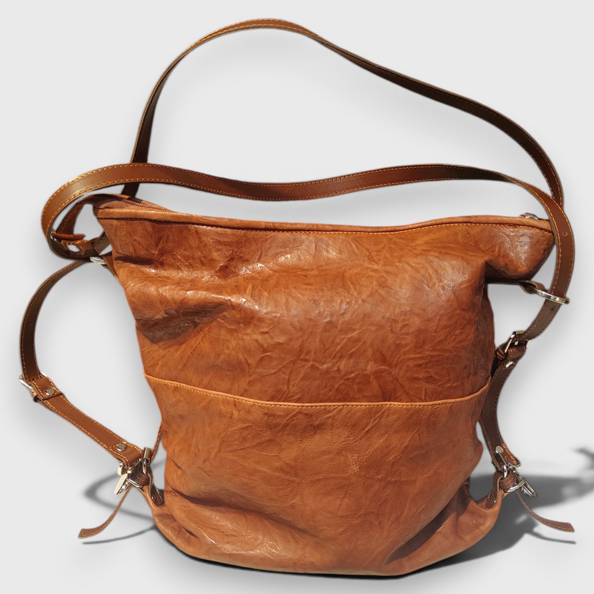 Pelletteria Pelle Nuda MIlano, Vera Pelle italiana, Negozio borse donna, Borsa zaino marrone