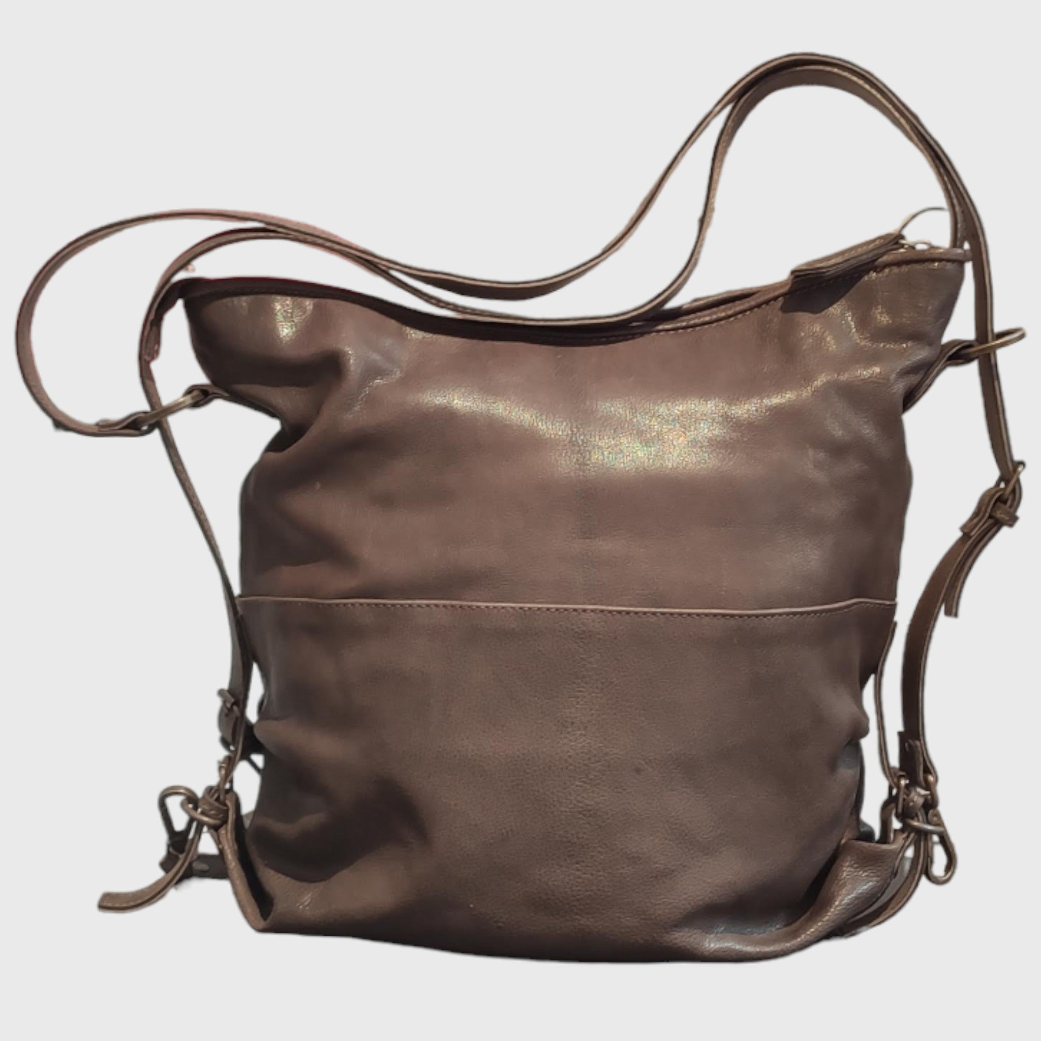 Pelletteria Pelle Nuda Milano, Artigianato italiano, Vera pelle, Borsa donna, Borsa Zaino marrone