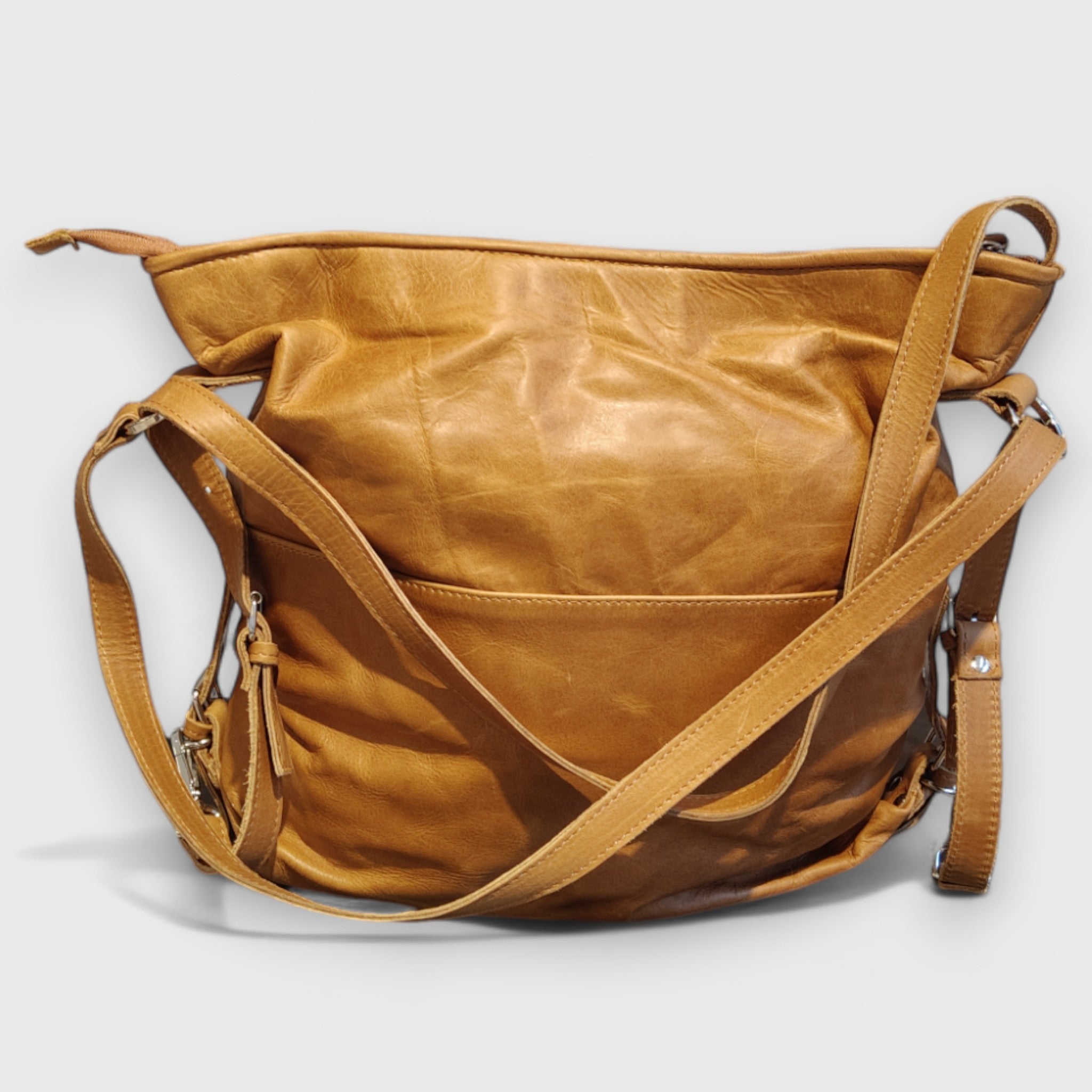 Pelletteria Pelle Nuda Milano, Artigianato italiano, Vera pelle, Borsa donna, Borsa zaino miele