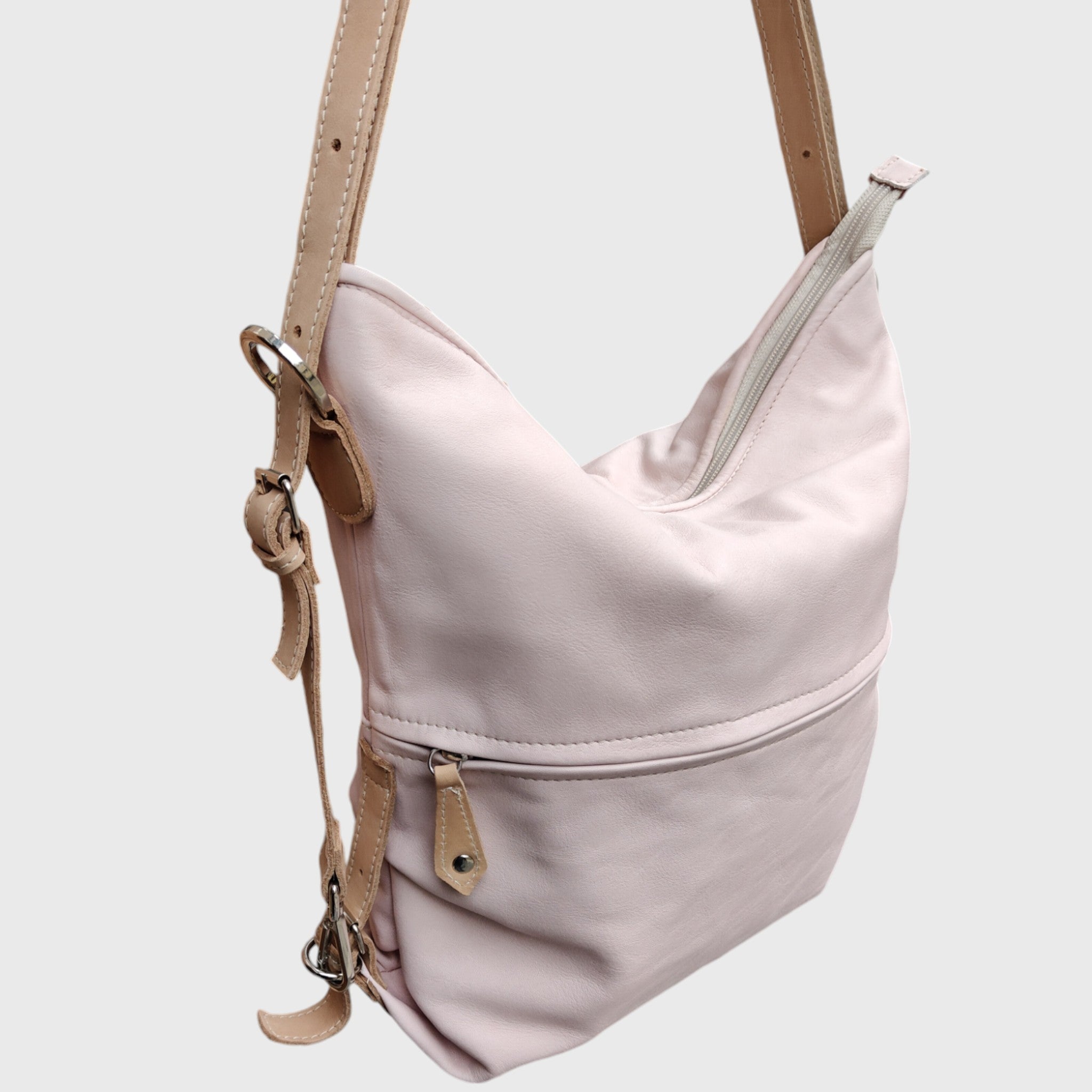 Pelletteria Pelle Nuda Milano, Artigianato italiano, vera pelle, borsa donna, Borsa zaino rosa
