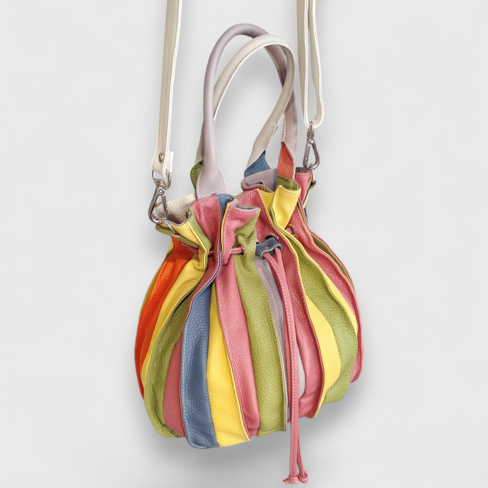 Pelletteria Pelle Nuda Milano, Artigianato Italiano, Vera pelle, Negozio borse donna, Caramella multicolore