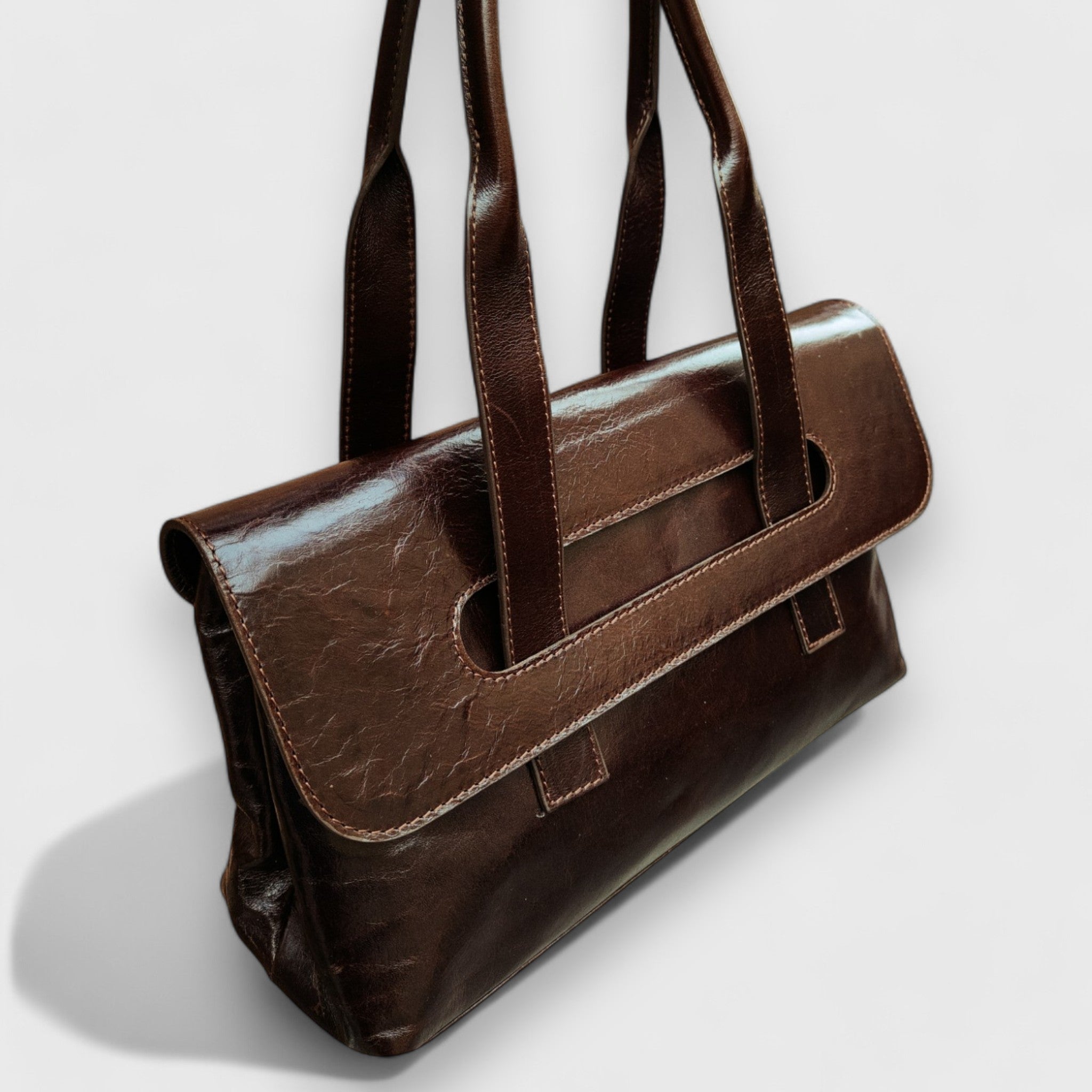 Pelletteria Pelle Nuda Milano, Artigianato Italiano, vera pelle, borsa donna, Chiara piccola marrone