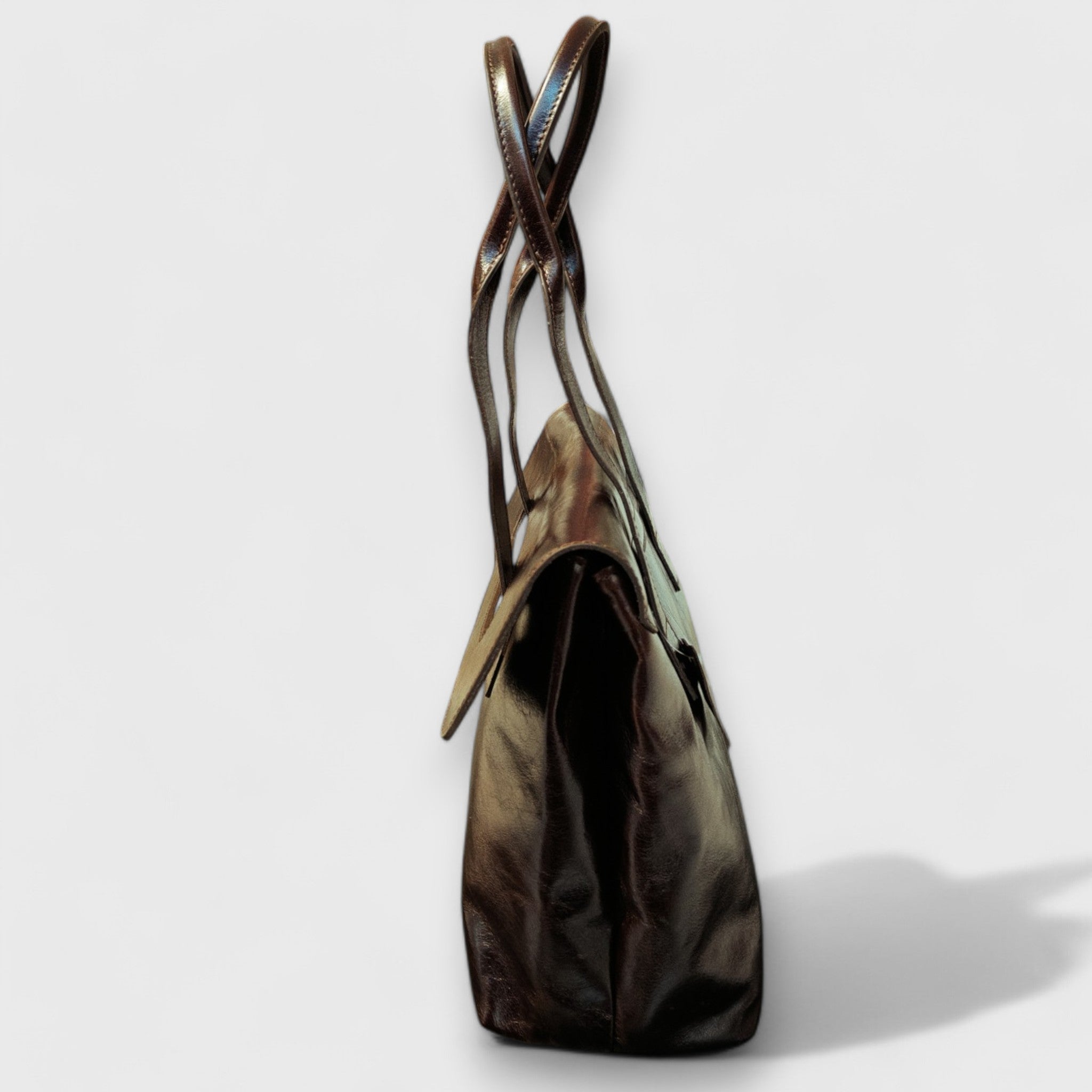 Pelletteria Pelle Nuda Milano, Artigianato Italiano, vera pelle, borsa donna, Chiara piccola marrone