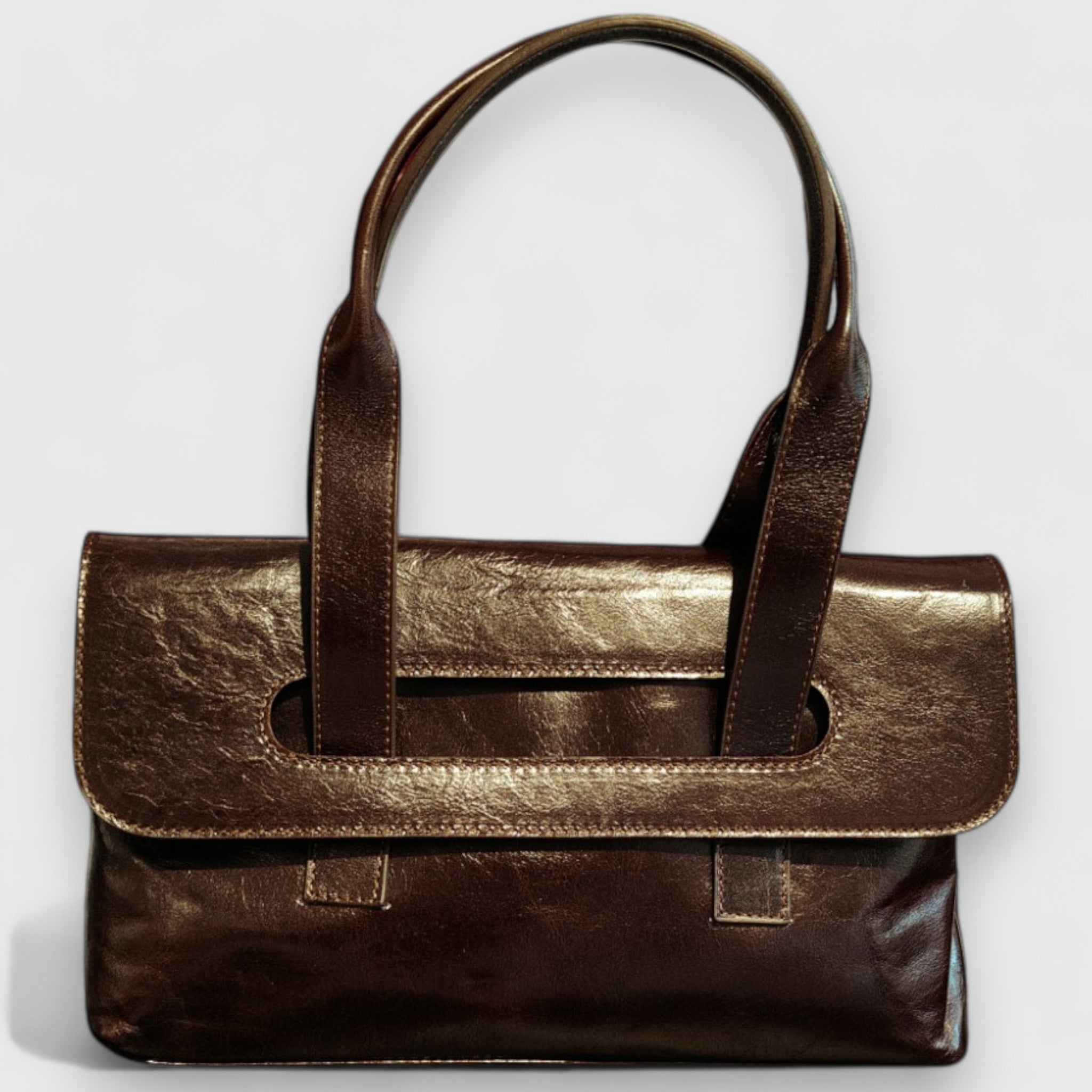 Pelletteria Pelle Nuda Milano, Artigianato Italiano, vera pelle, borsa donna, Chiara piccola marrone