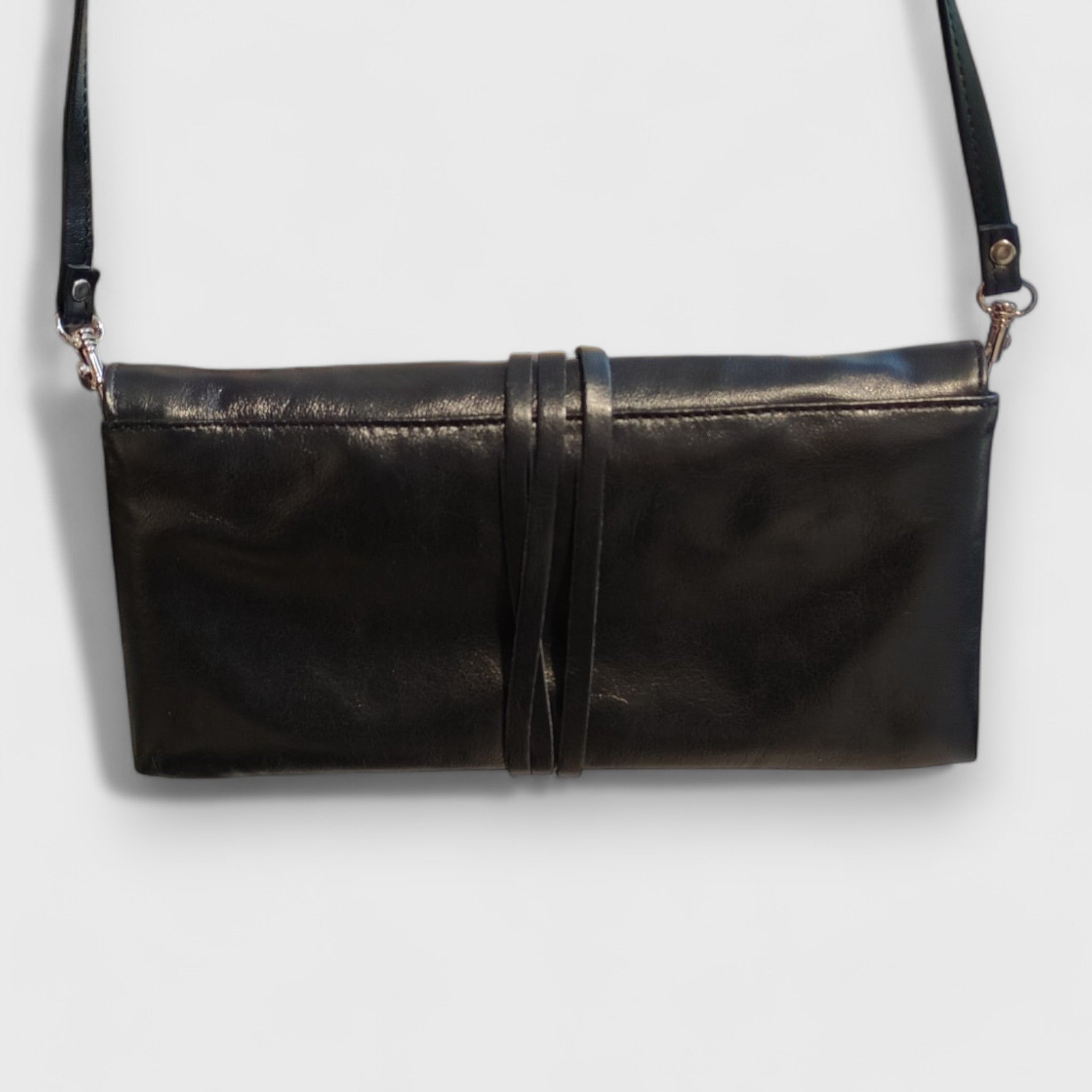Pelletteria Pelle Nuda Milano, Artigianato Italiano, vera pelle, borsa donna, Clutch nero lucido