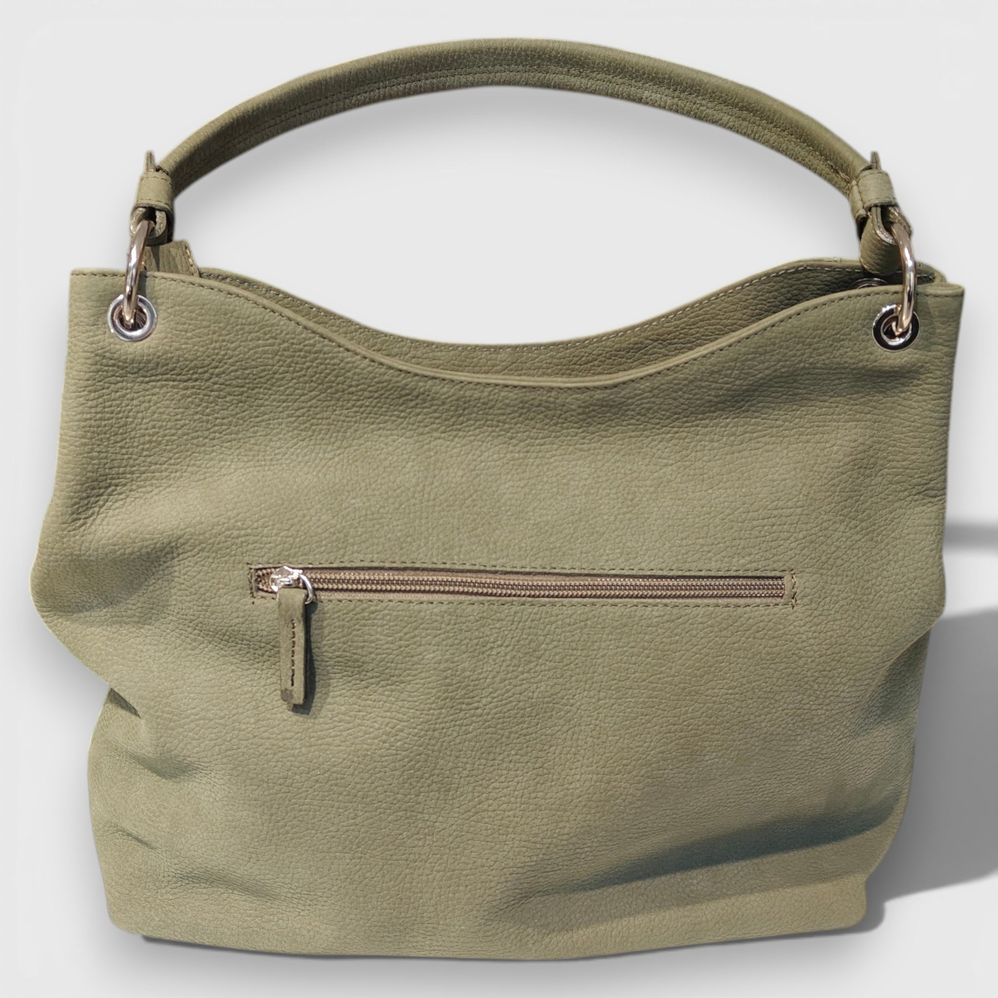 Pelletteria Pelle Nuda Milano, Artigianato Italiano, Vera pelle, Negozio borse donna, Cris verde nabuk