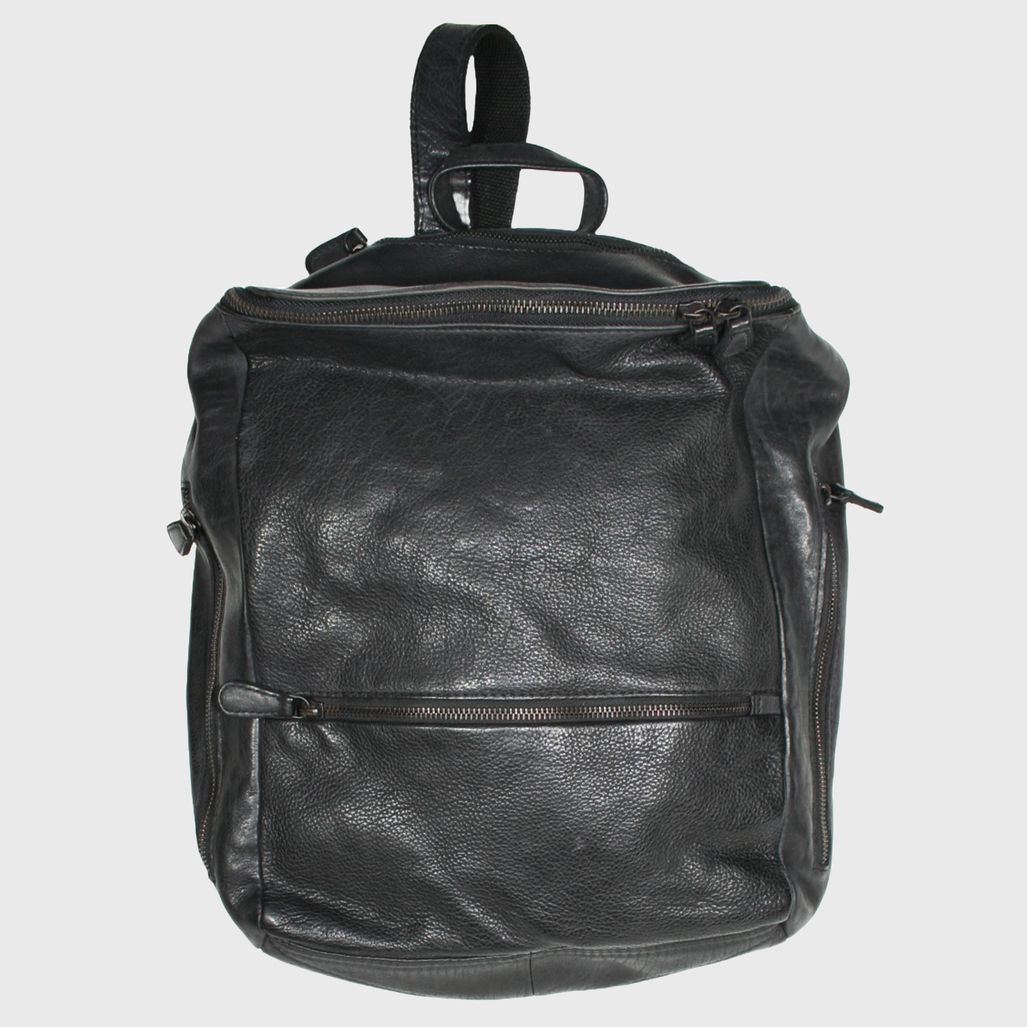 Zaino, Borsa in pelle, vera pelle, Cubo Nero, artigianato italiano, Pelle Nuda