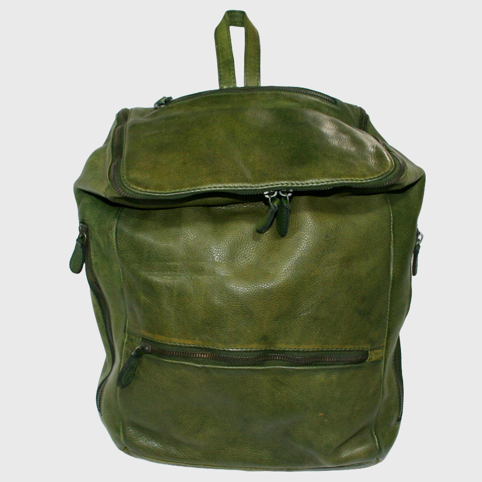 Zaino, Borsa in pelle, vera pelle, Cubo Verde, artigianato italiano, Pelle Nuda