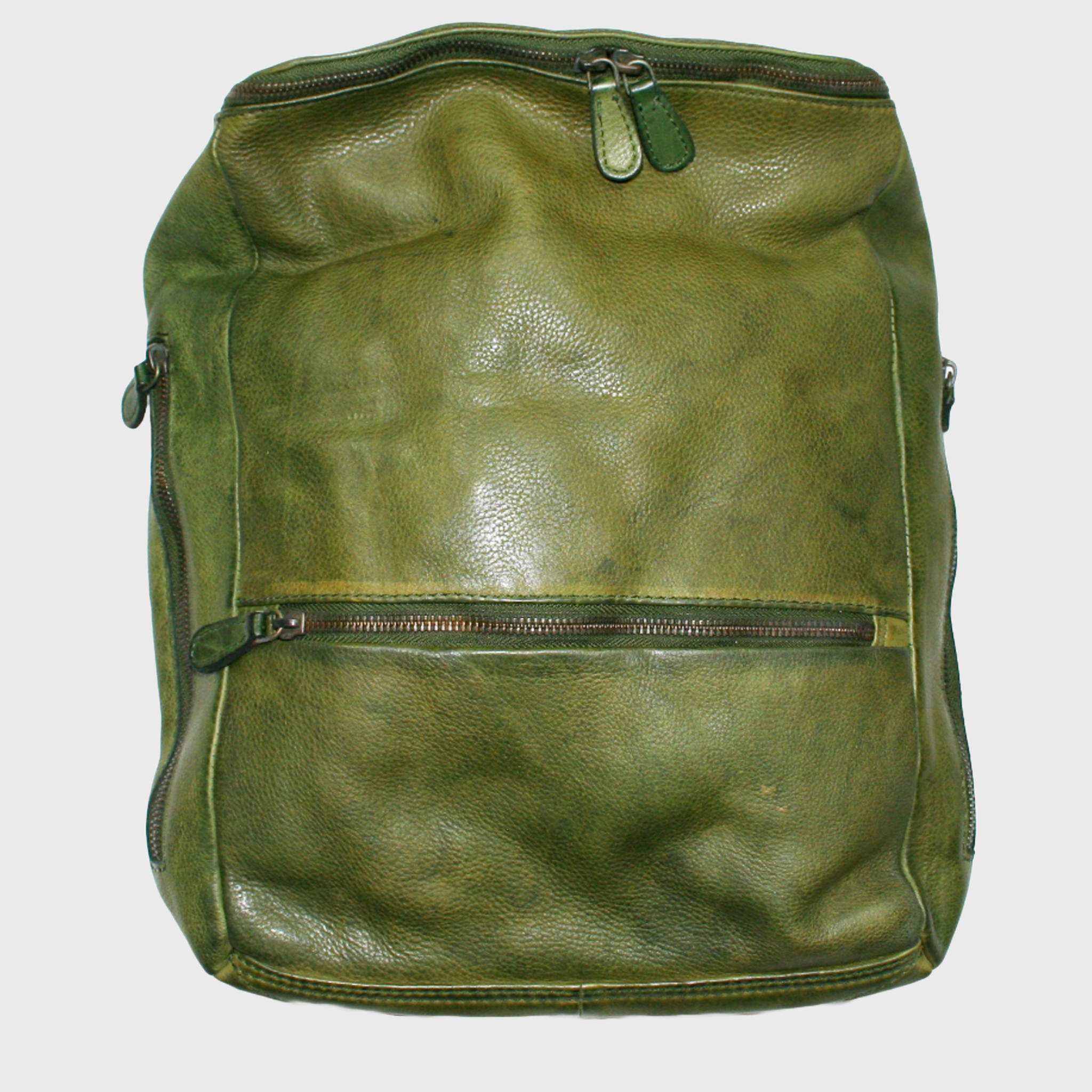 Zaino, Borsa in pelle, vera pelle, Cubo Verde, artigianato italiano, Pelle Nuda