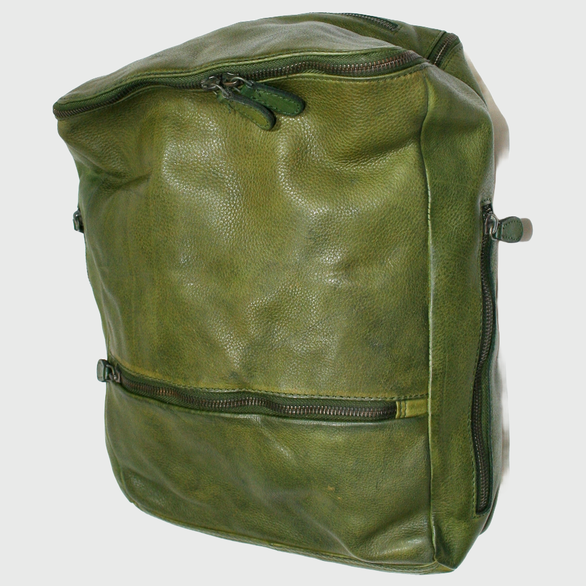 Zaino, Borsa in pelle, vera pelle, Cubo Verde, artigianato italiano, Pelle Nuda