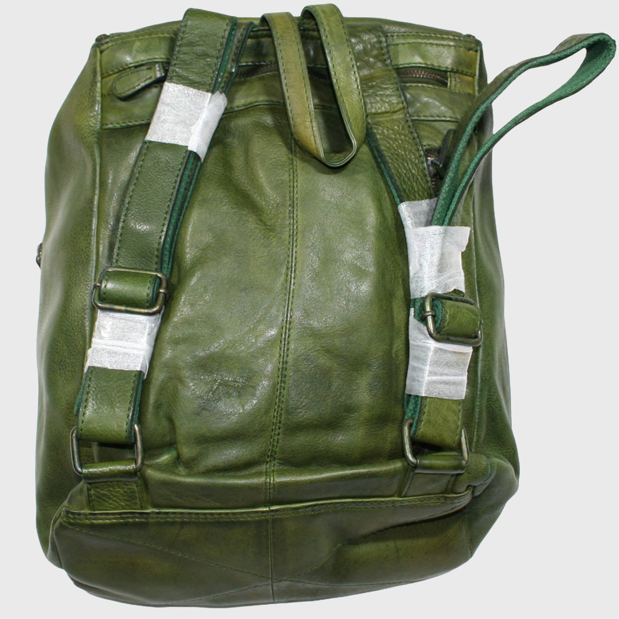 Zaino, Borsa in pelle, vera pelle, Cubo Verde, artigianato italiano, Pelle Nuda